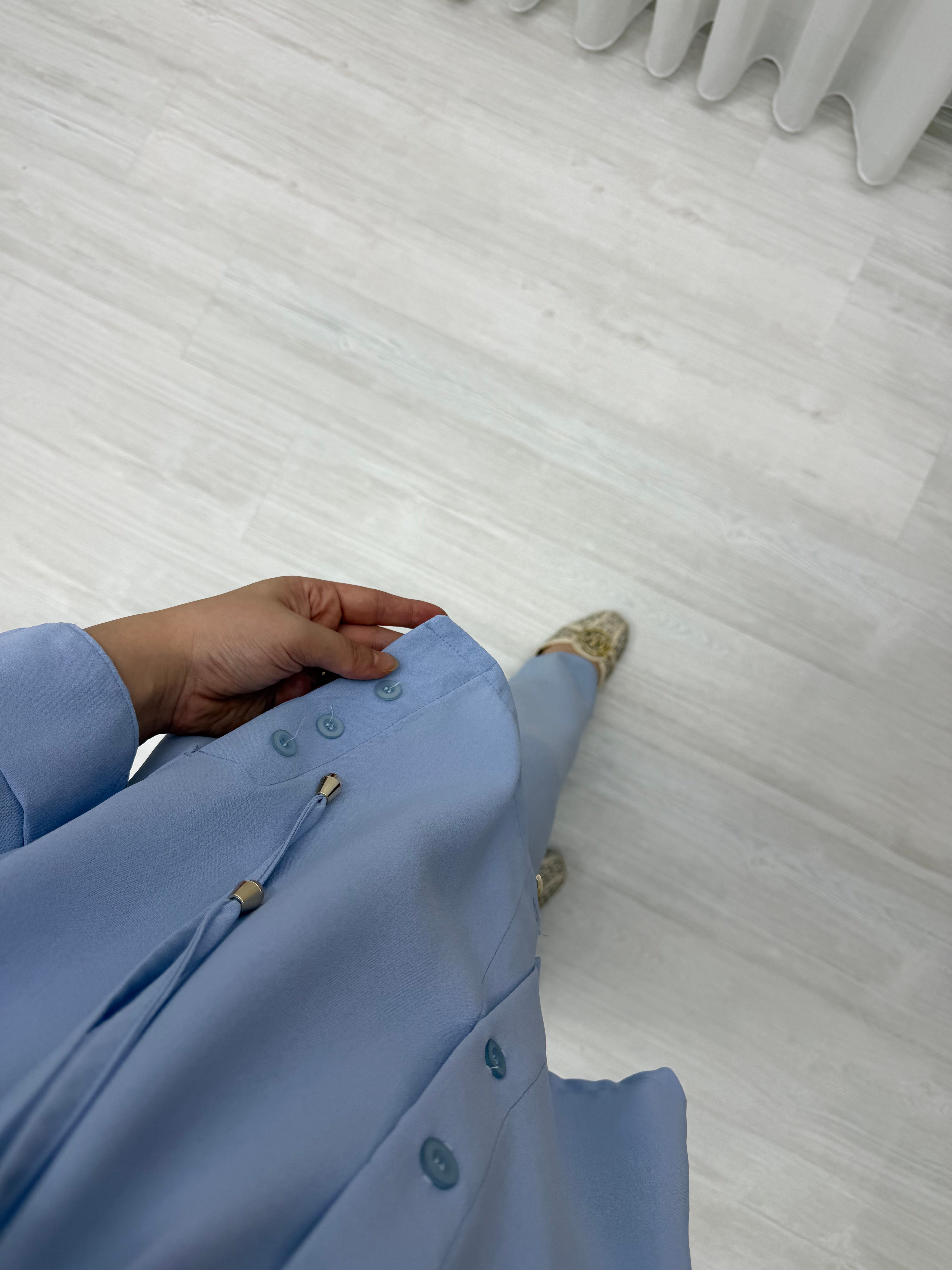 Binay Linda Düğmeli Takım Bebe Mavisi 1038 