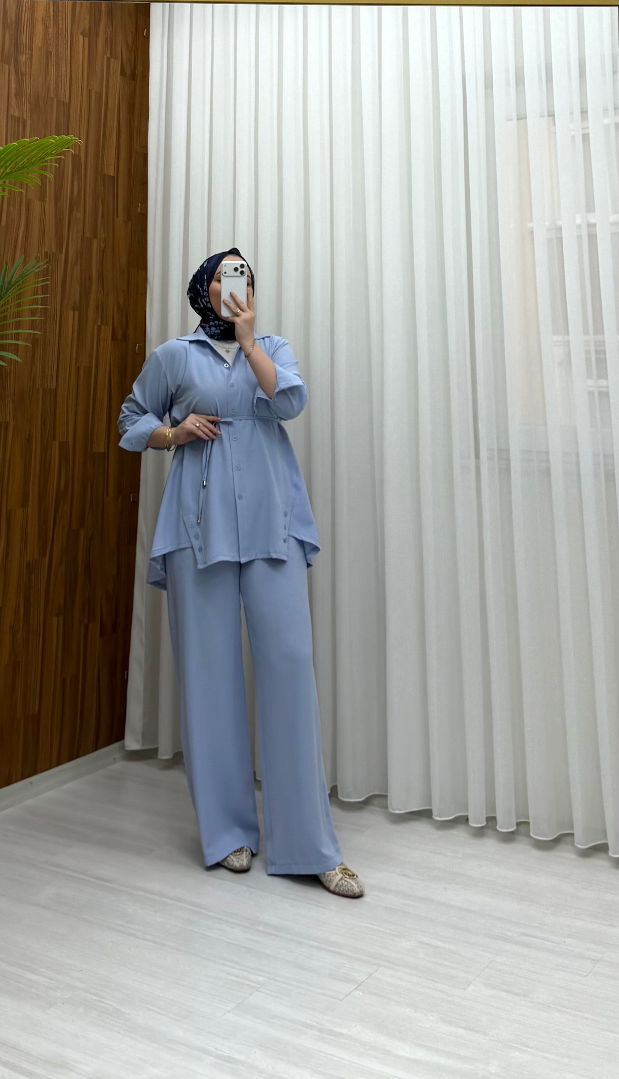 Binay Linda Düğmeli Takım Bebe Mavisi 1038 