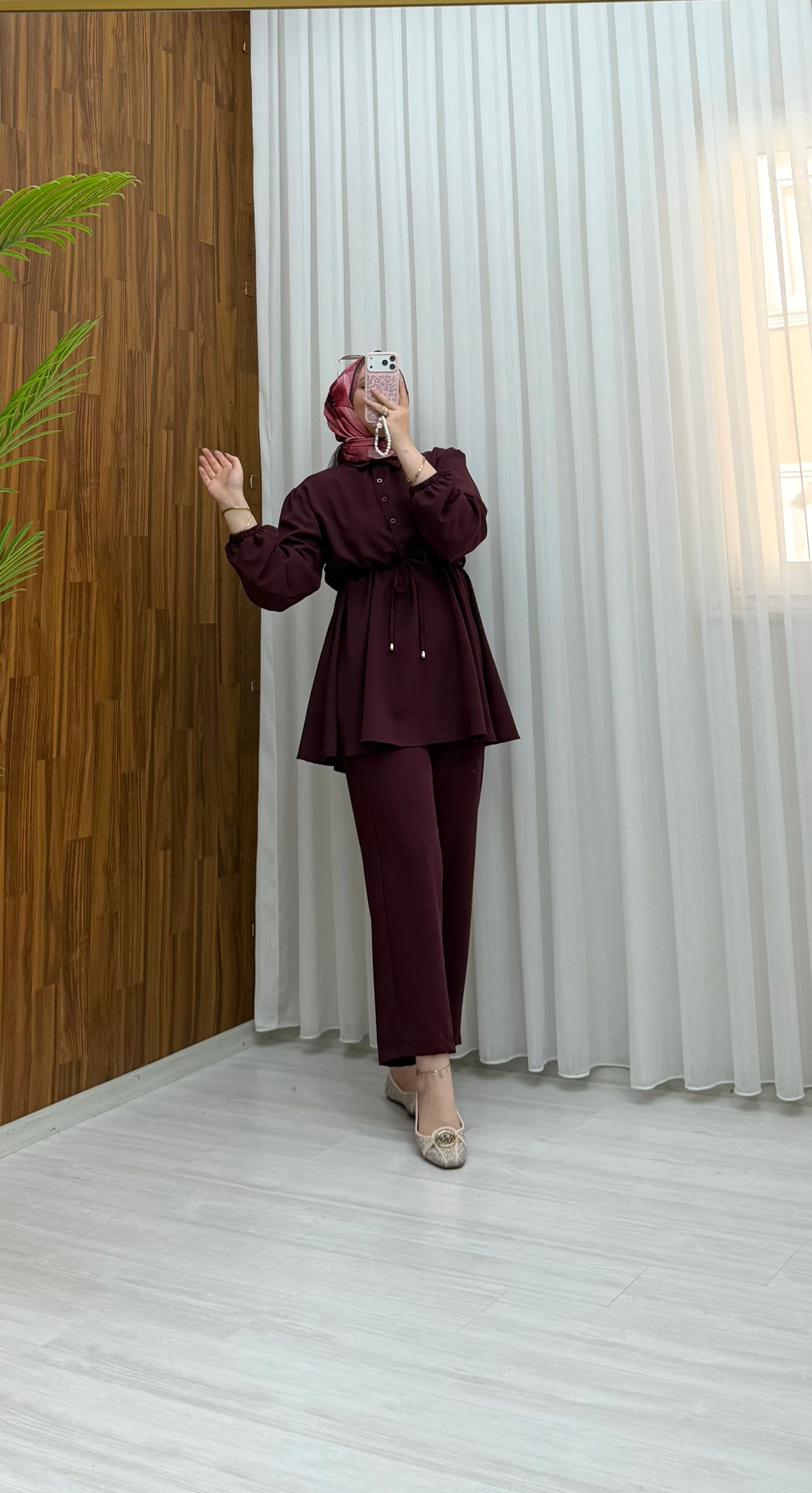 Binay Linda Yakalı Takım Bordo 1042 