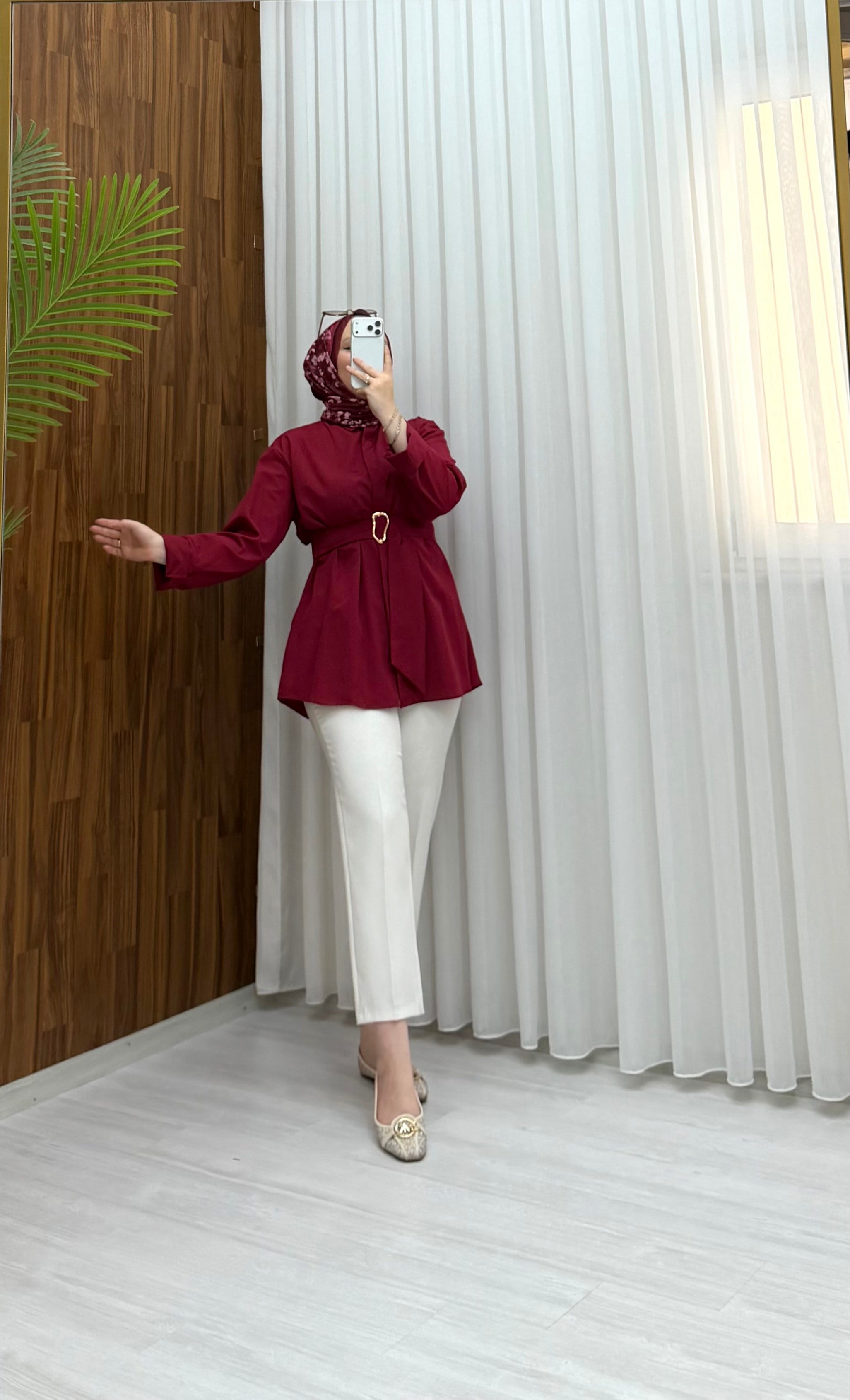 Newshe Toka Detay Tunik Kırmızı  1070 