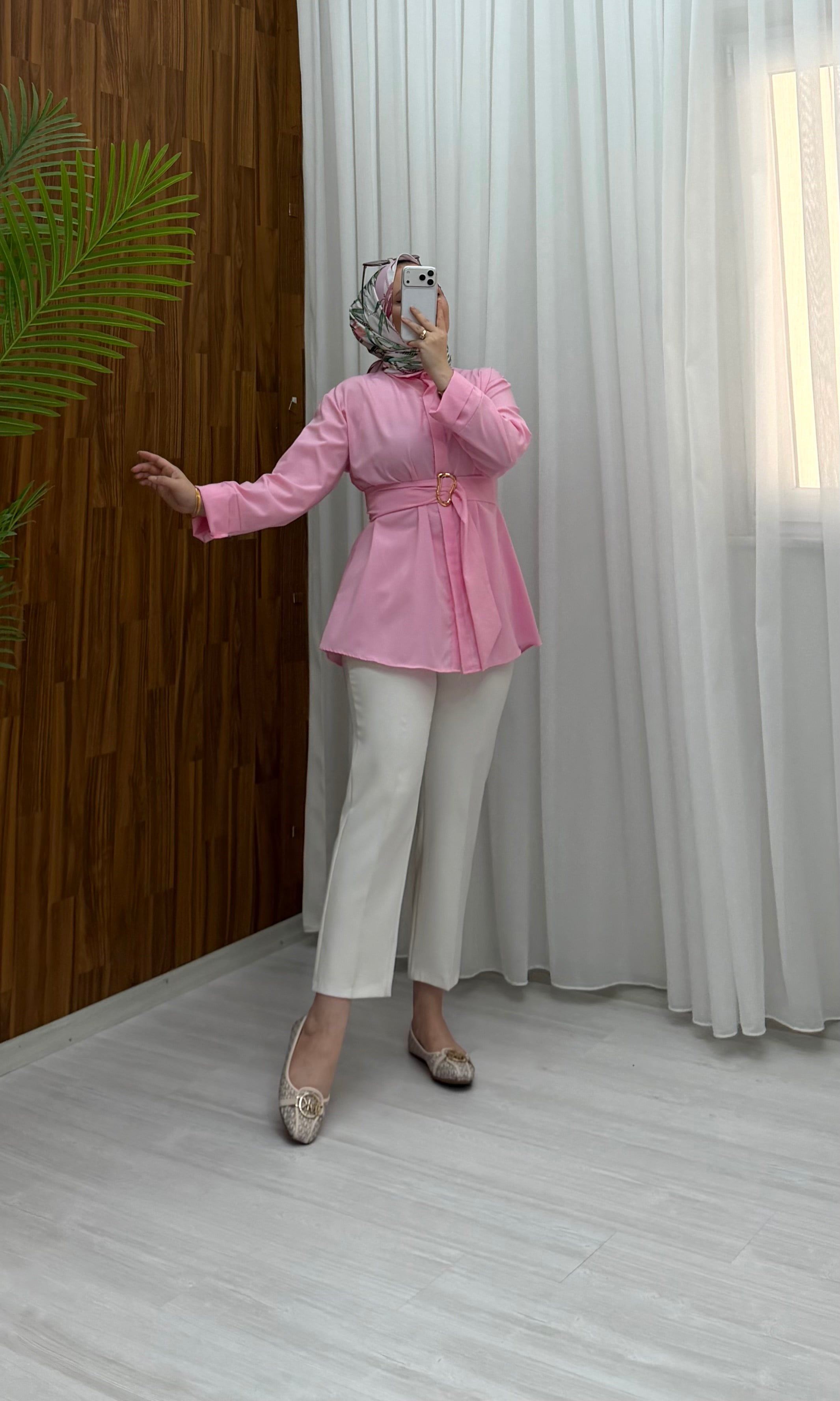 Newshe Toka Detay Tunik Pembe  1070 
