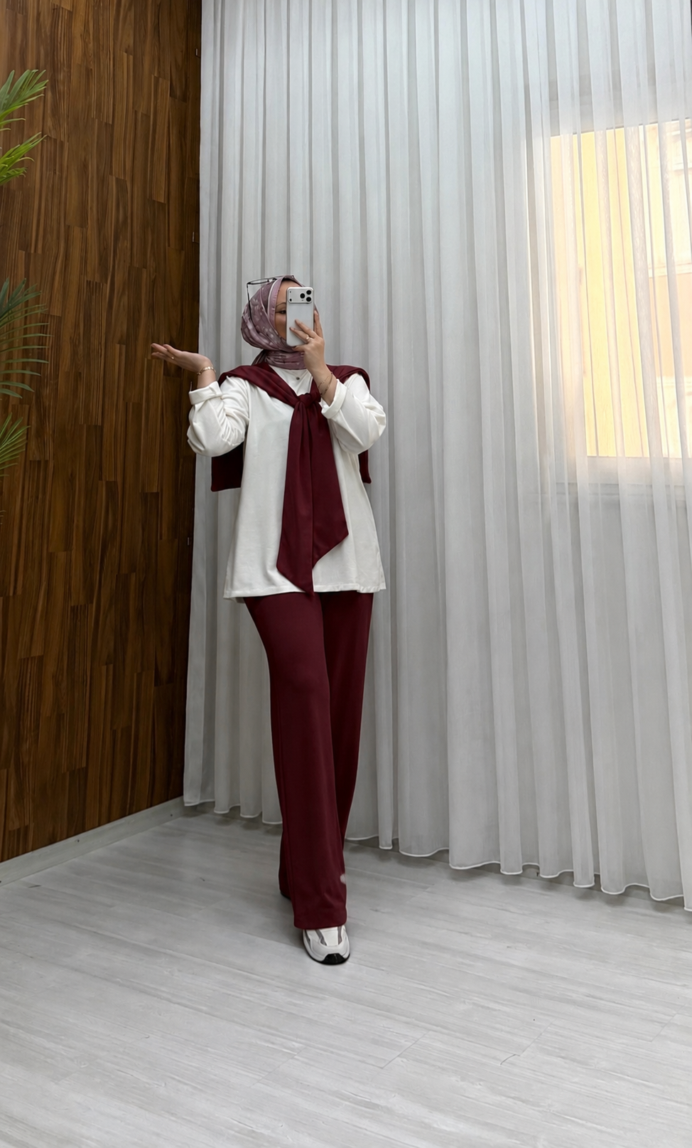 Poli Milano Atkı Detay Oysho 3 lü Takım Bordo 1123 
