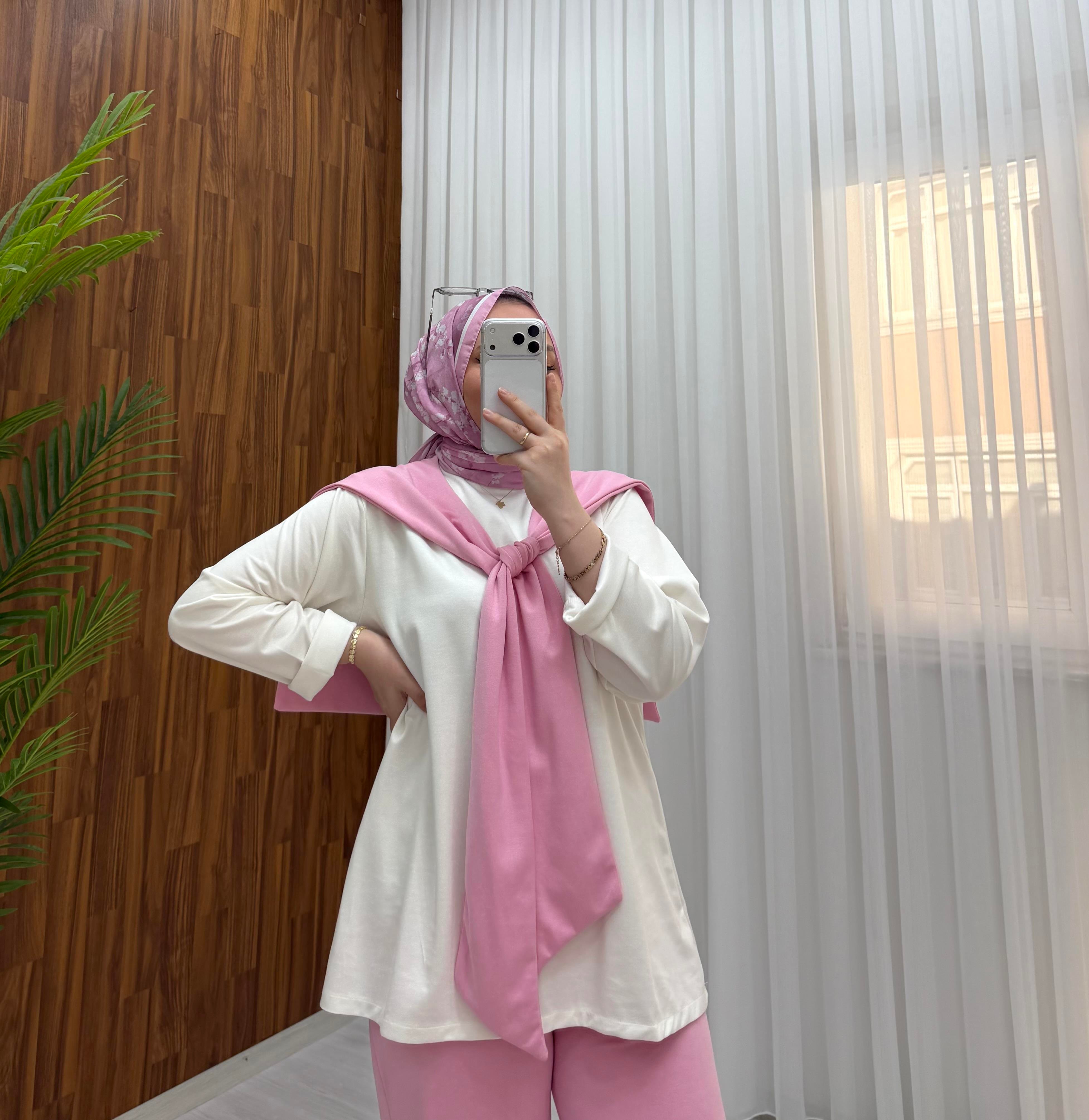 Poli Milano Atkı Detay Oysho 3 lü Takım pembe  1123 