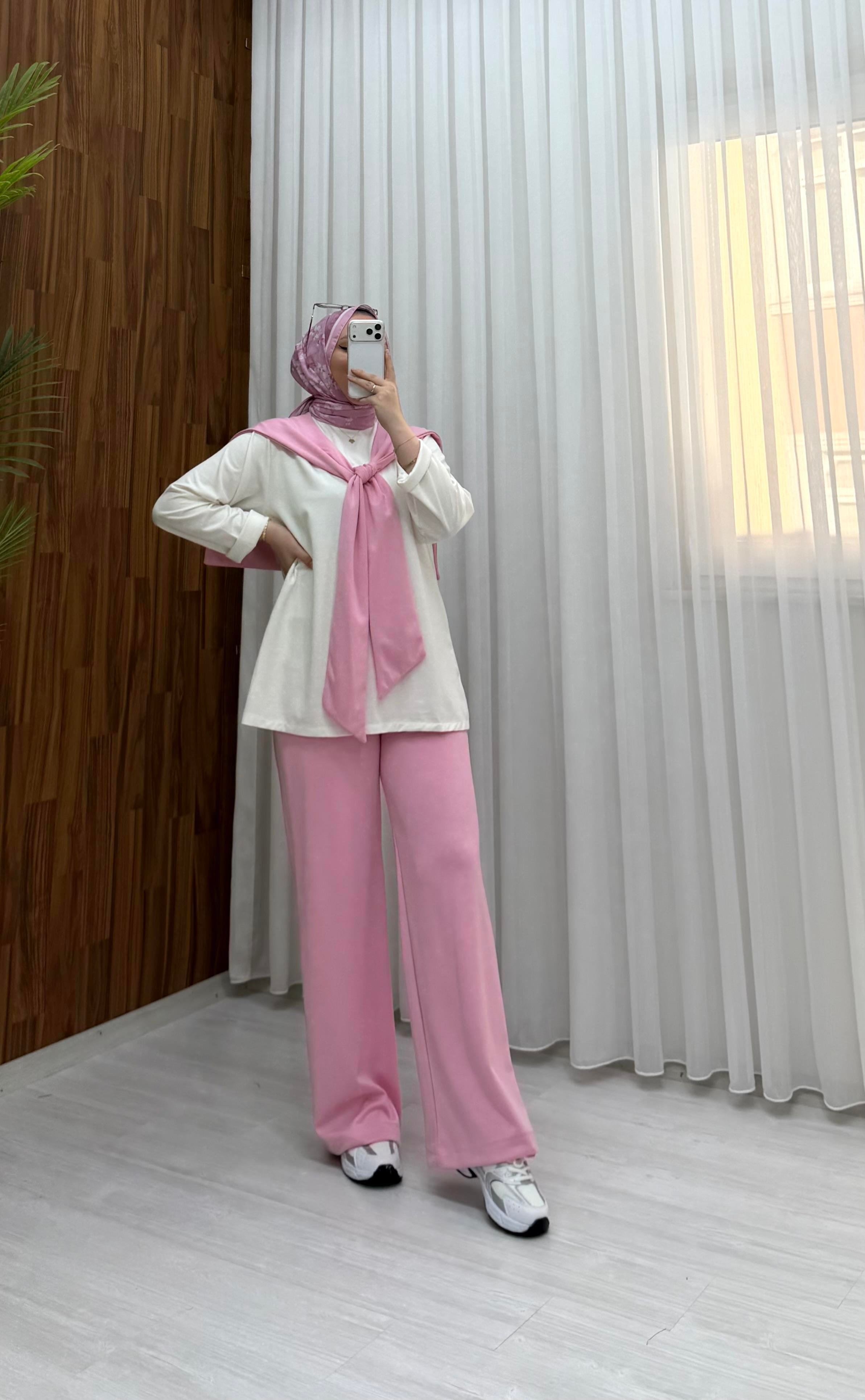 Poli Milano Atkı Detay Oysho 3 lü Takım pembe  1123 