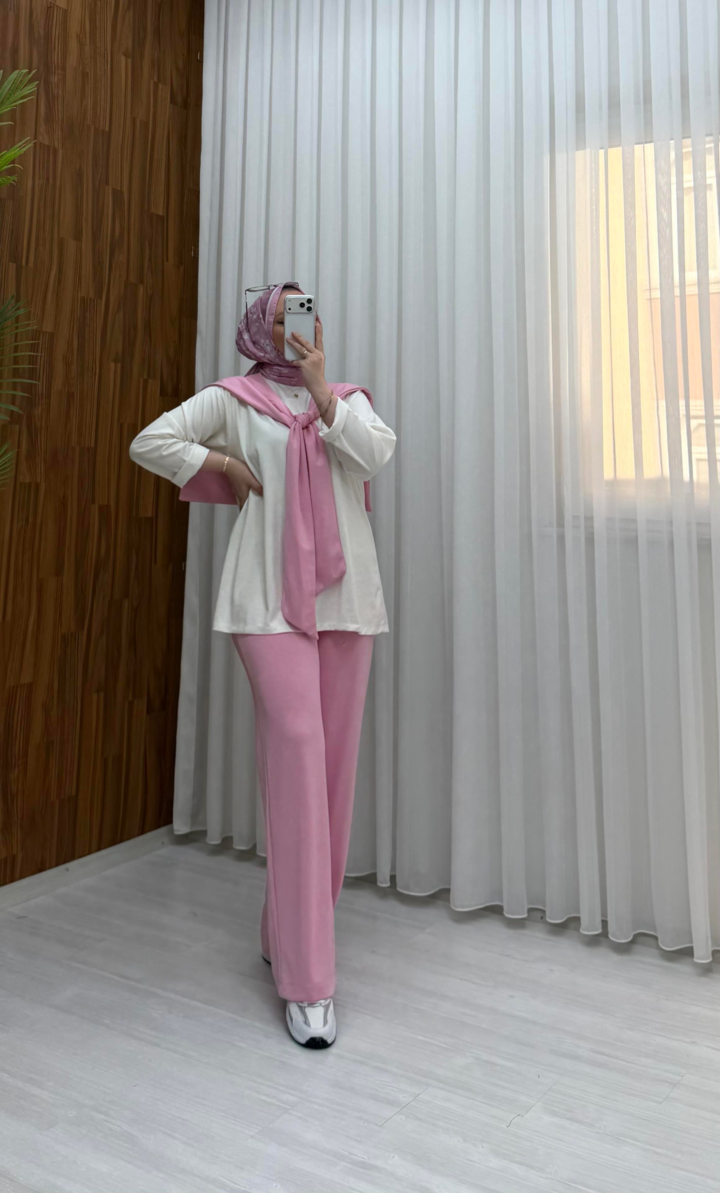 Poli Milano Atkı Detay Oysho 3 lü Takım pembe  1123 