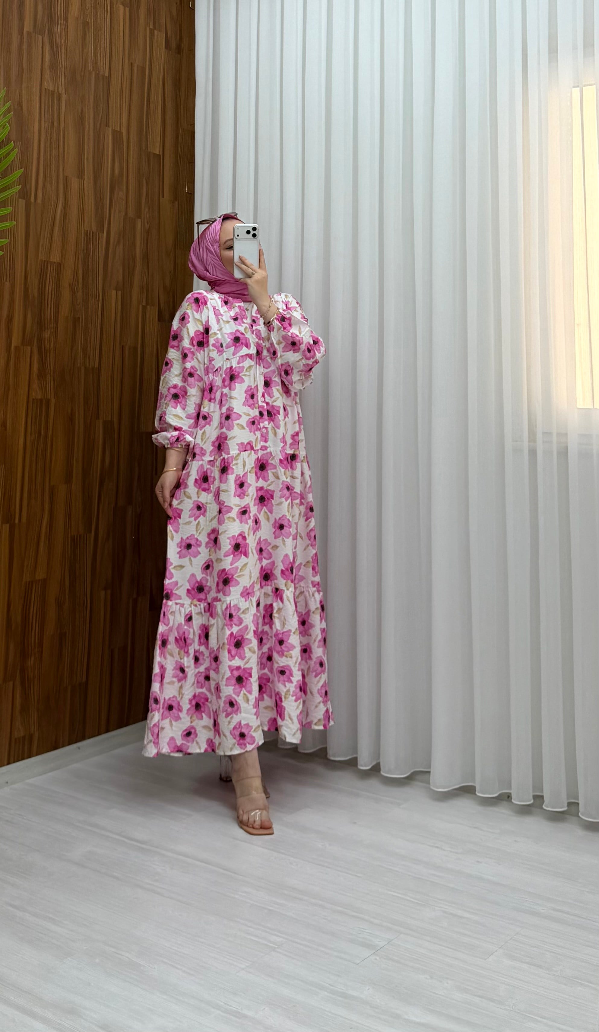 Arshia Desenli Yazlık Owersays Elbise Pembe  (A) 1199 