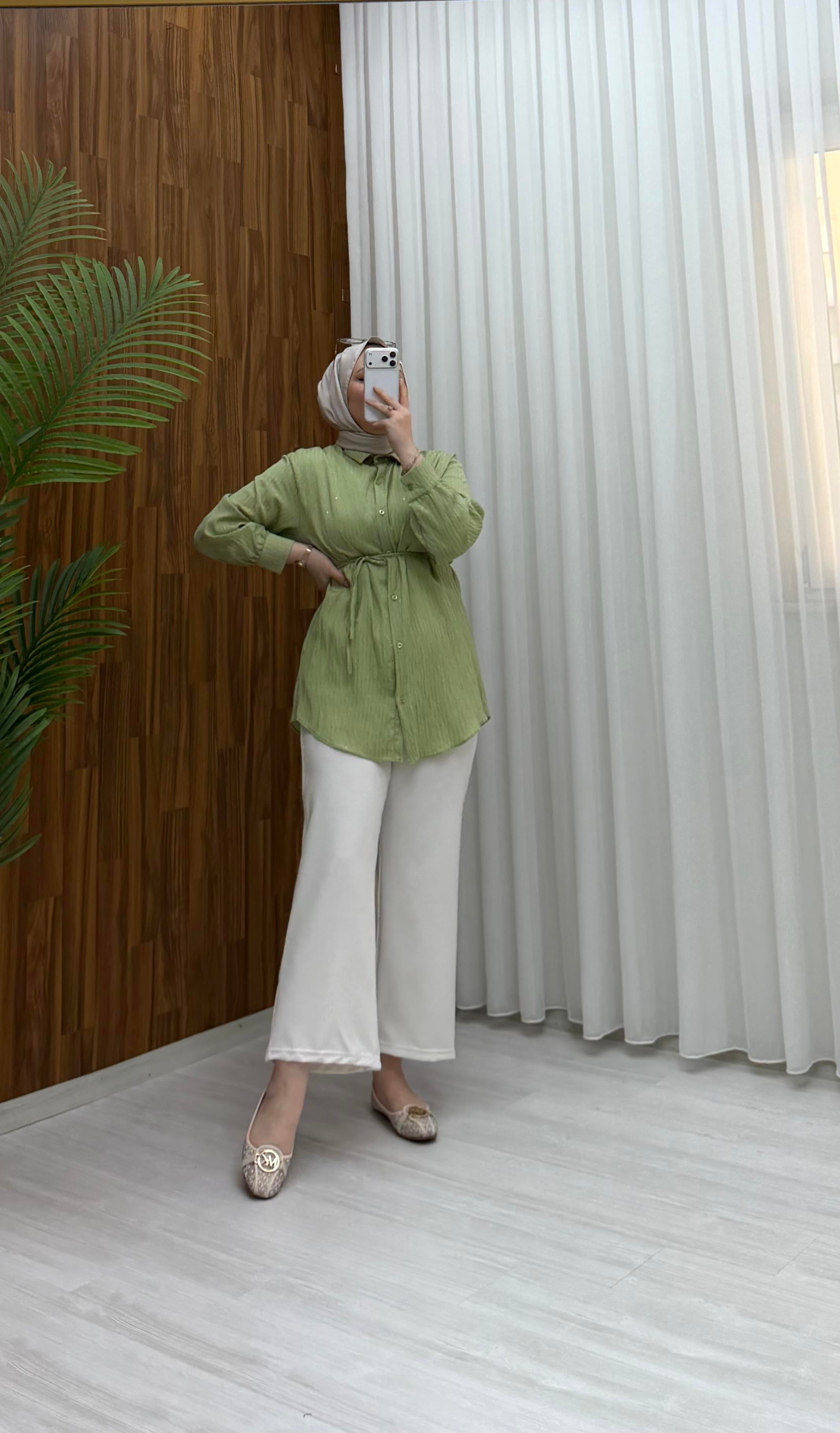 Newshe Bürümcük Pırlantalı tunik Std Mint Yeşili 1701 