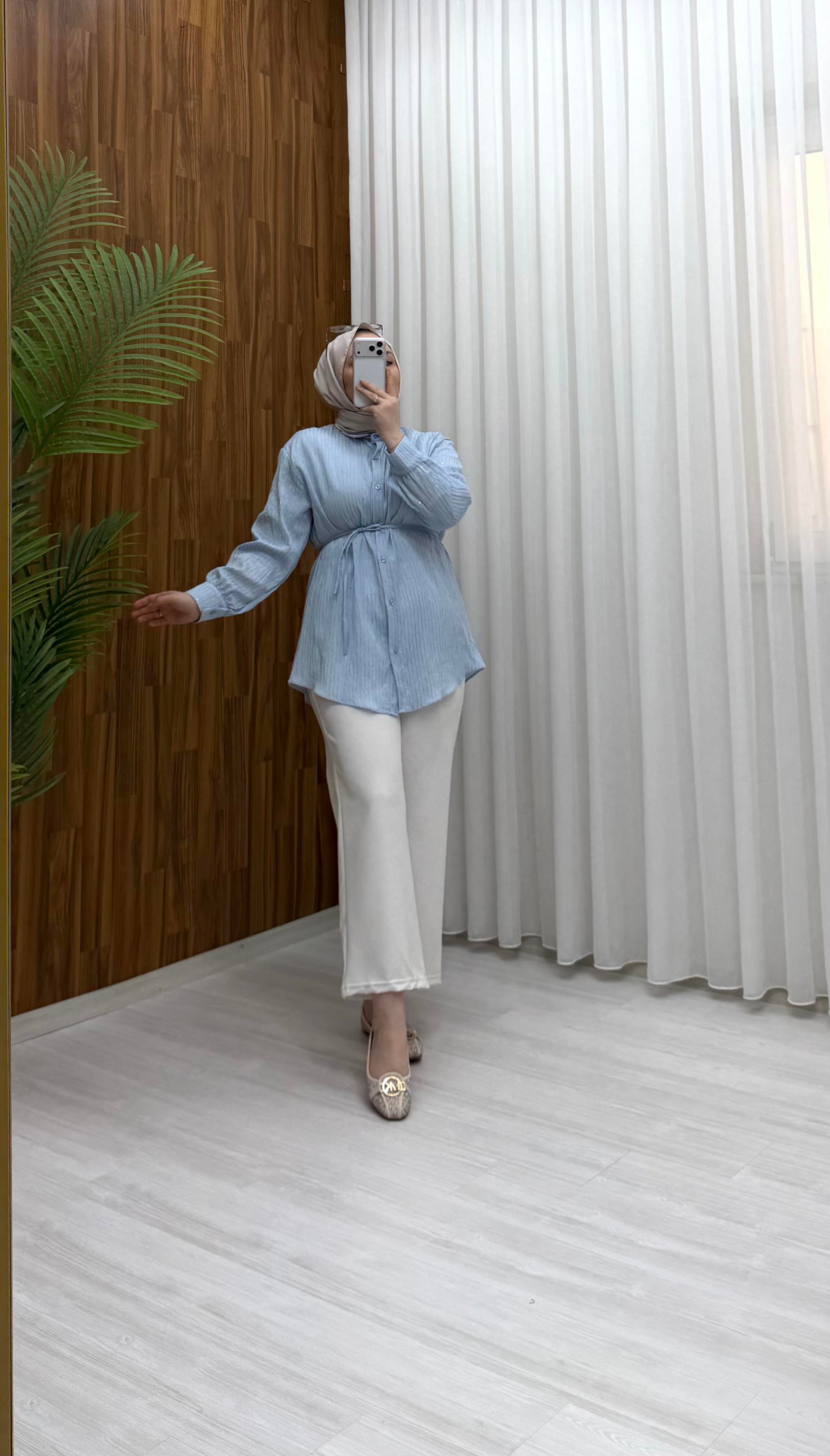 Newshe Bürümcük Pırlantalı tunik Std Bebe Mavisi  1701 