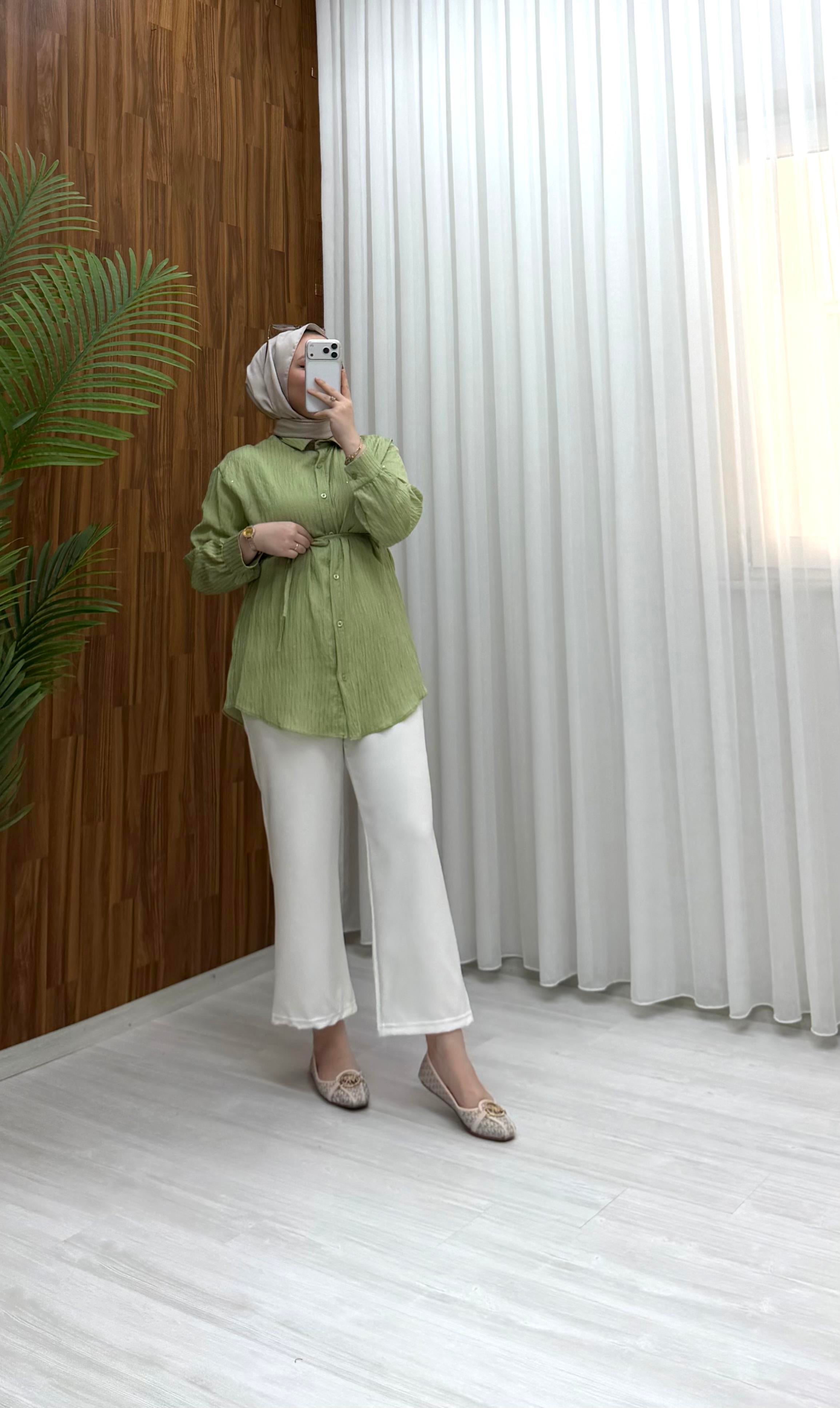 Newshe Bürümcük Pırlantalı tunik Std Mint Yeşili 1701 