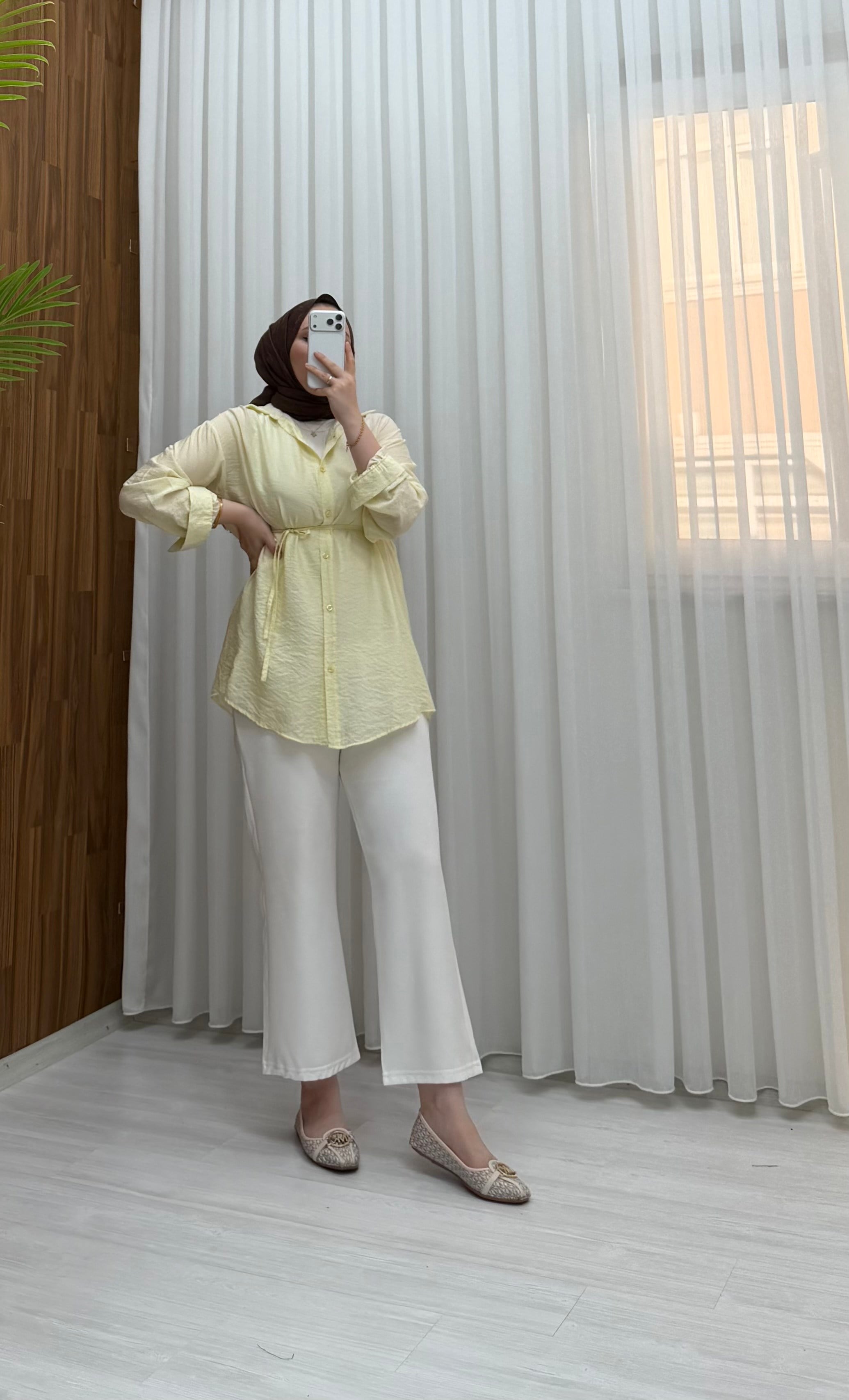 Newshe Yeni Bürümcük Tunik Sarı 1710 