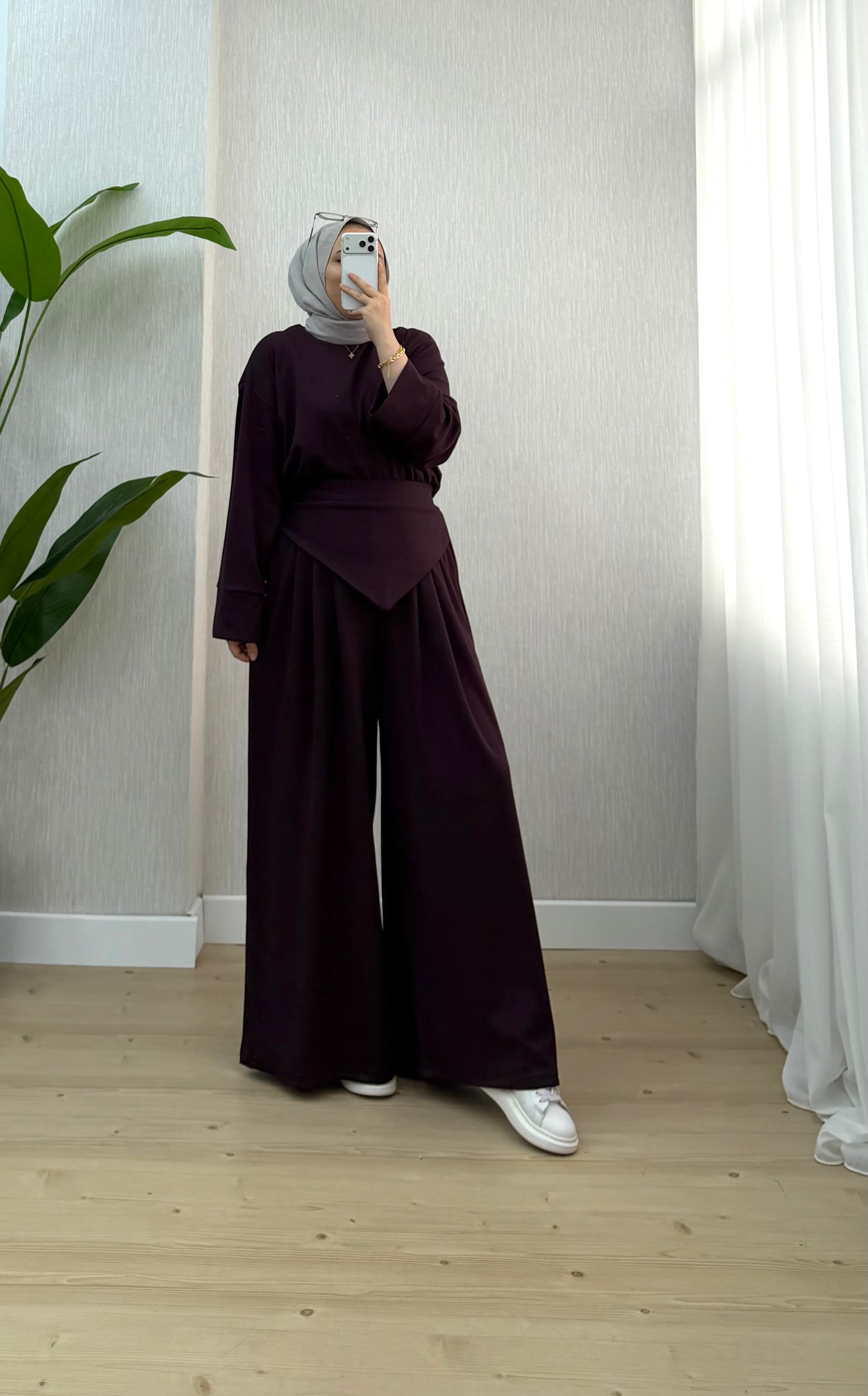 Newshe Oysho Parça Detay Takım Mürdüm 1720 