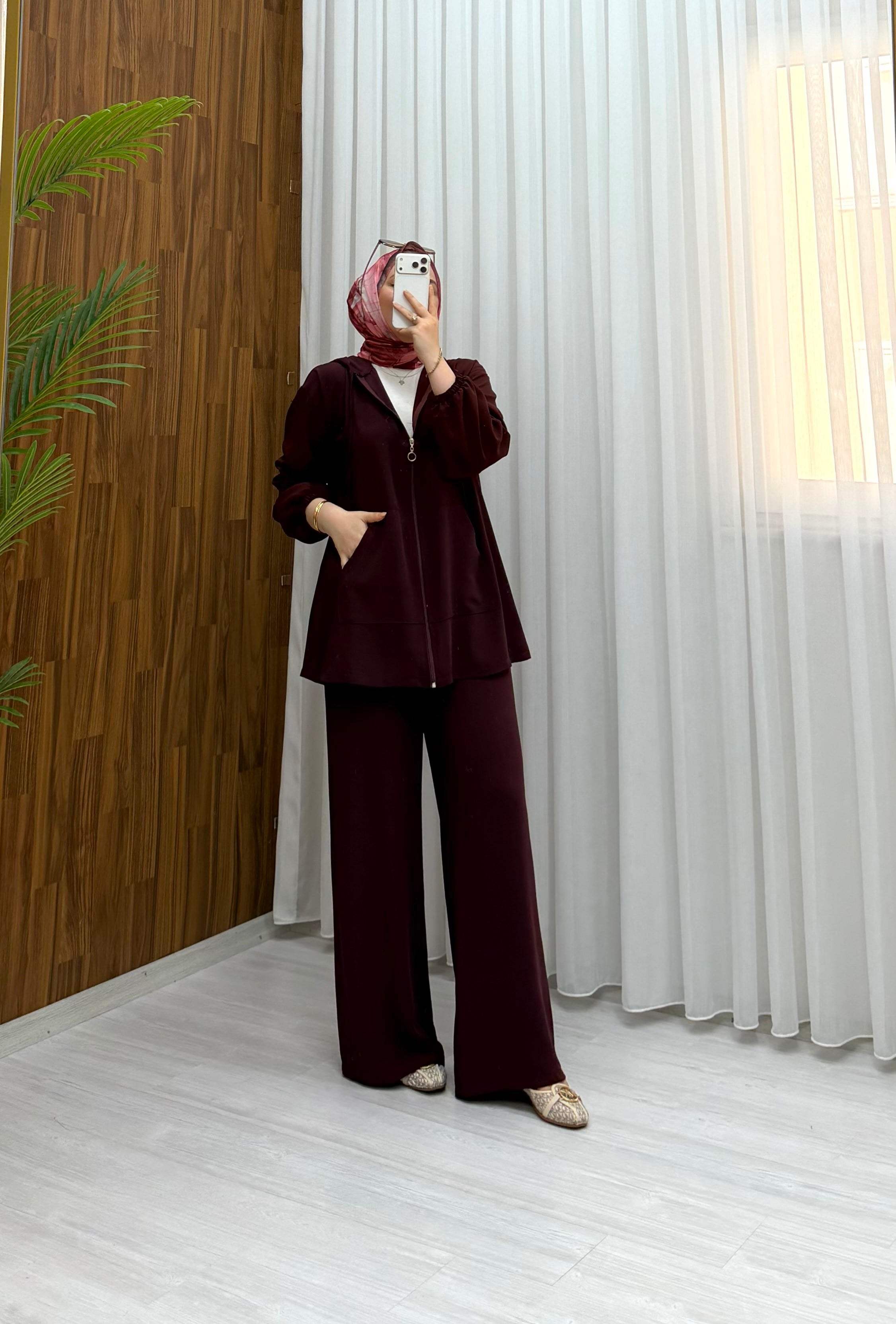 Binay Kapşonlu Linda Takım Bordo 1800 