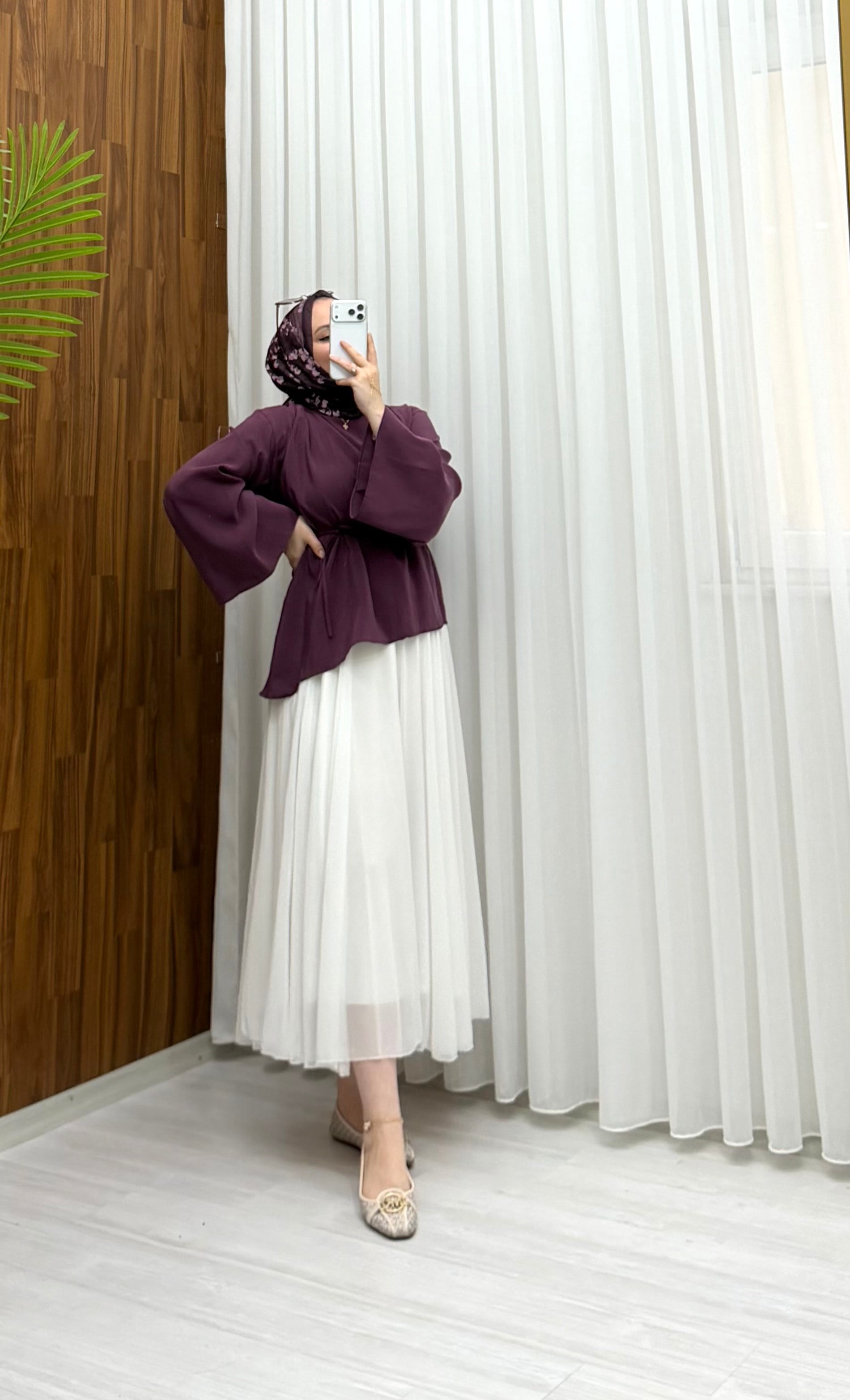 Newshe Asimetrik Tunik Koyu Bordo 1844 