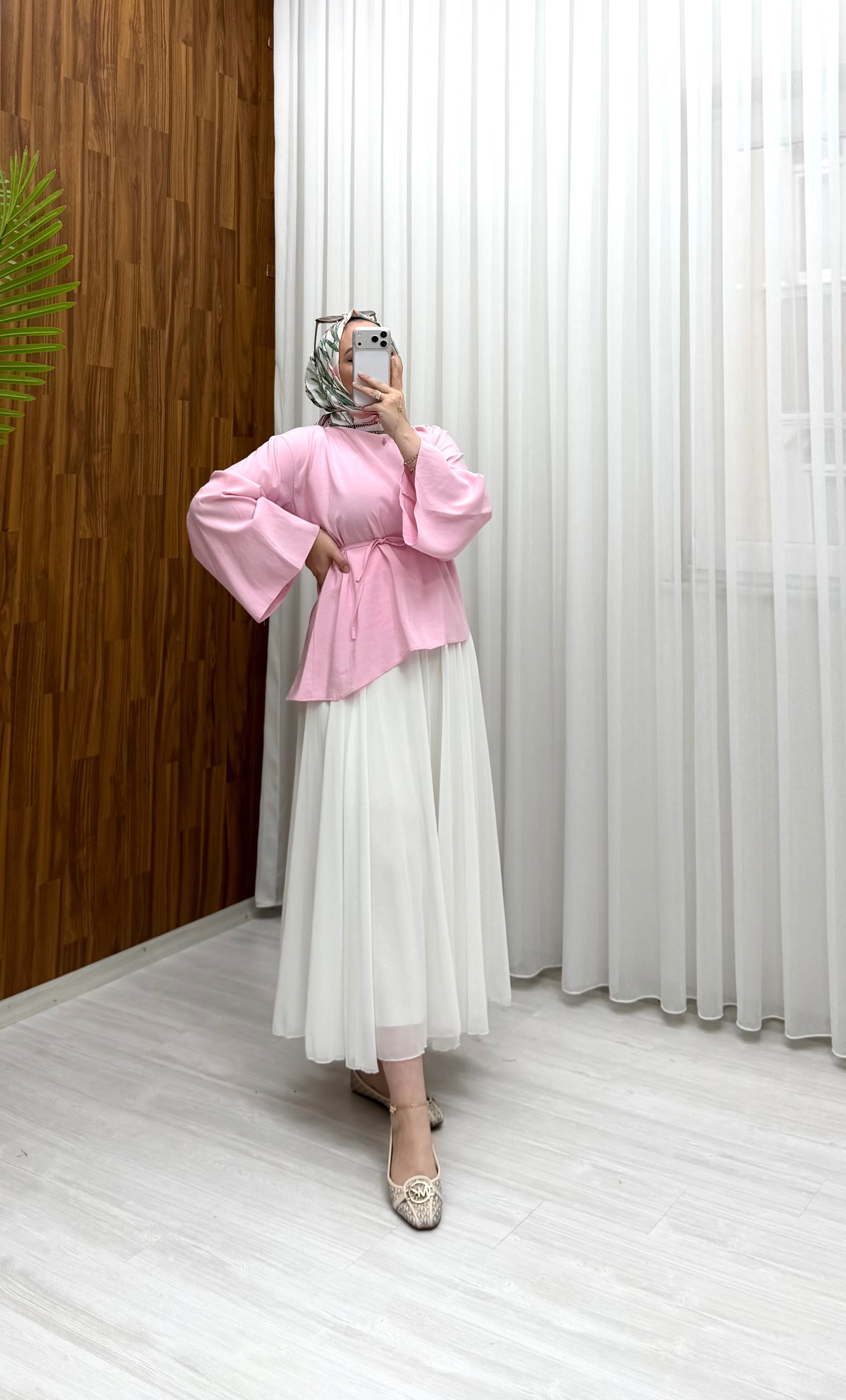 Newshe Asimetrik Tunik Pembe  1844 