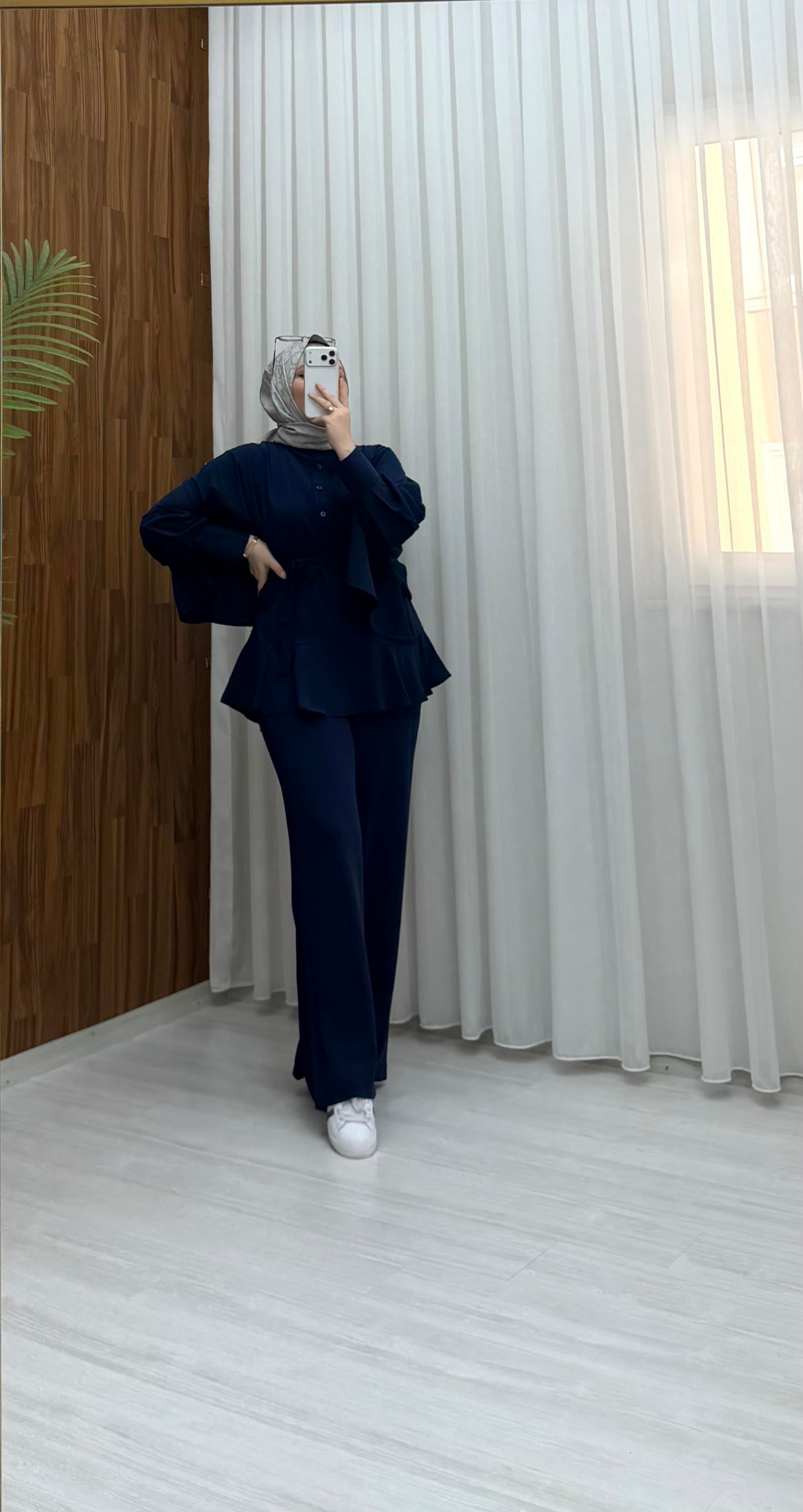 Qup Flow Pelerin Detay Takım Lacivert 20251 