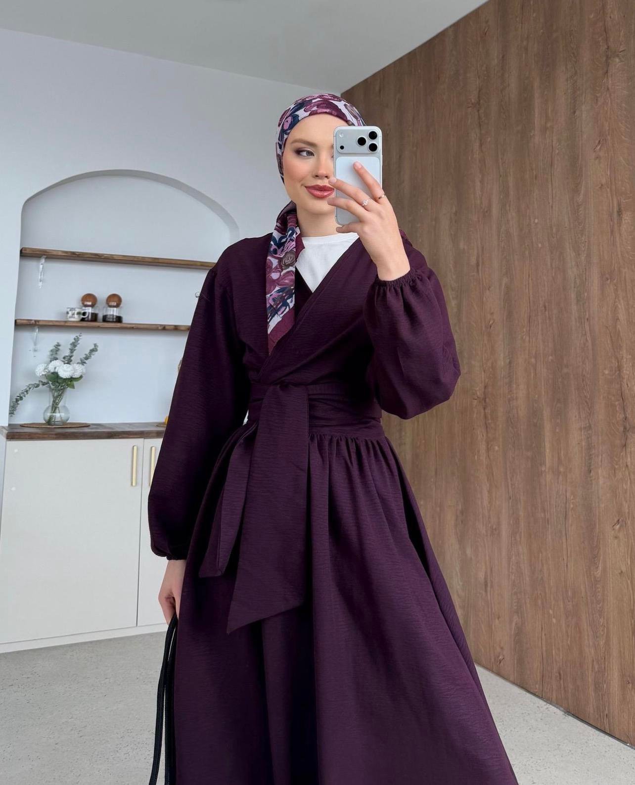 Qup Alaçatı Etekli Takım Mor 2110 