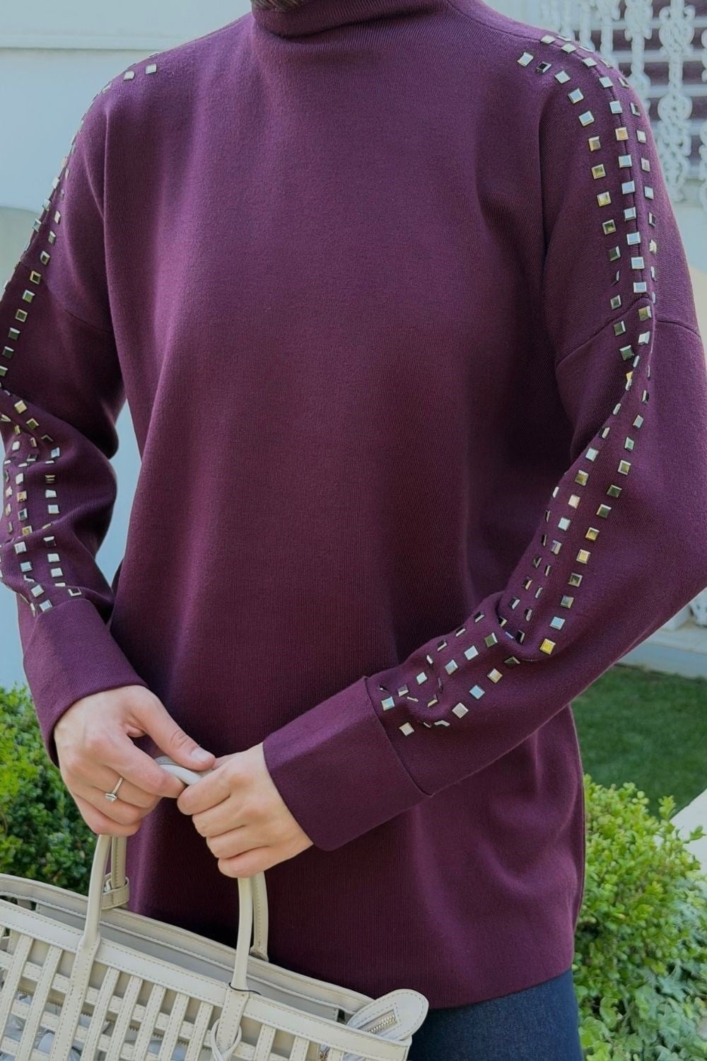 Qup Ekim Taşlı Tunik Std Beden Bordo 26150 