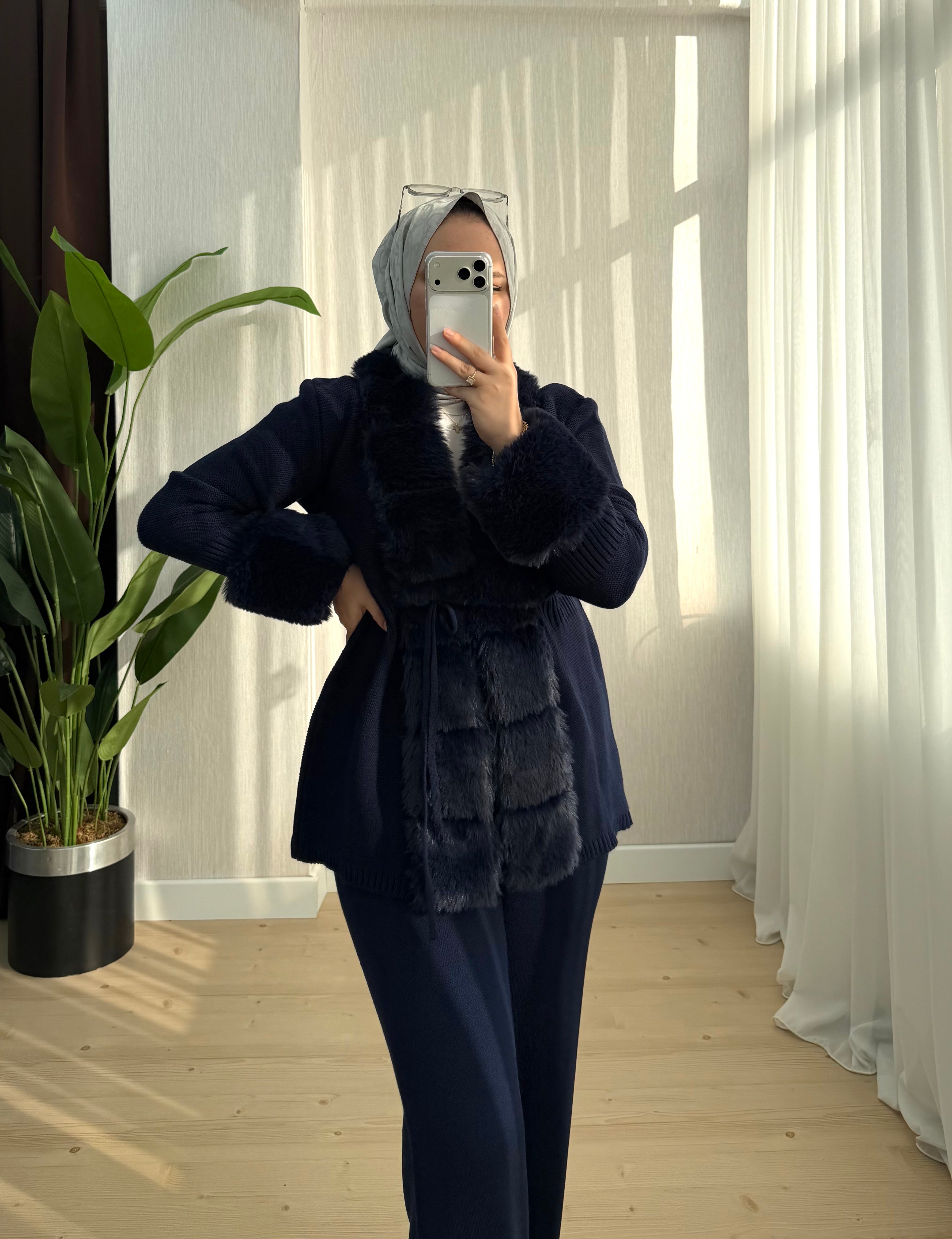 Poli Kürklü Triko Takım Lacivert 3021 