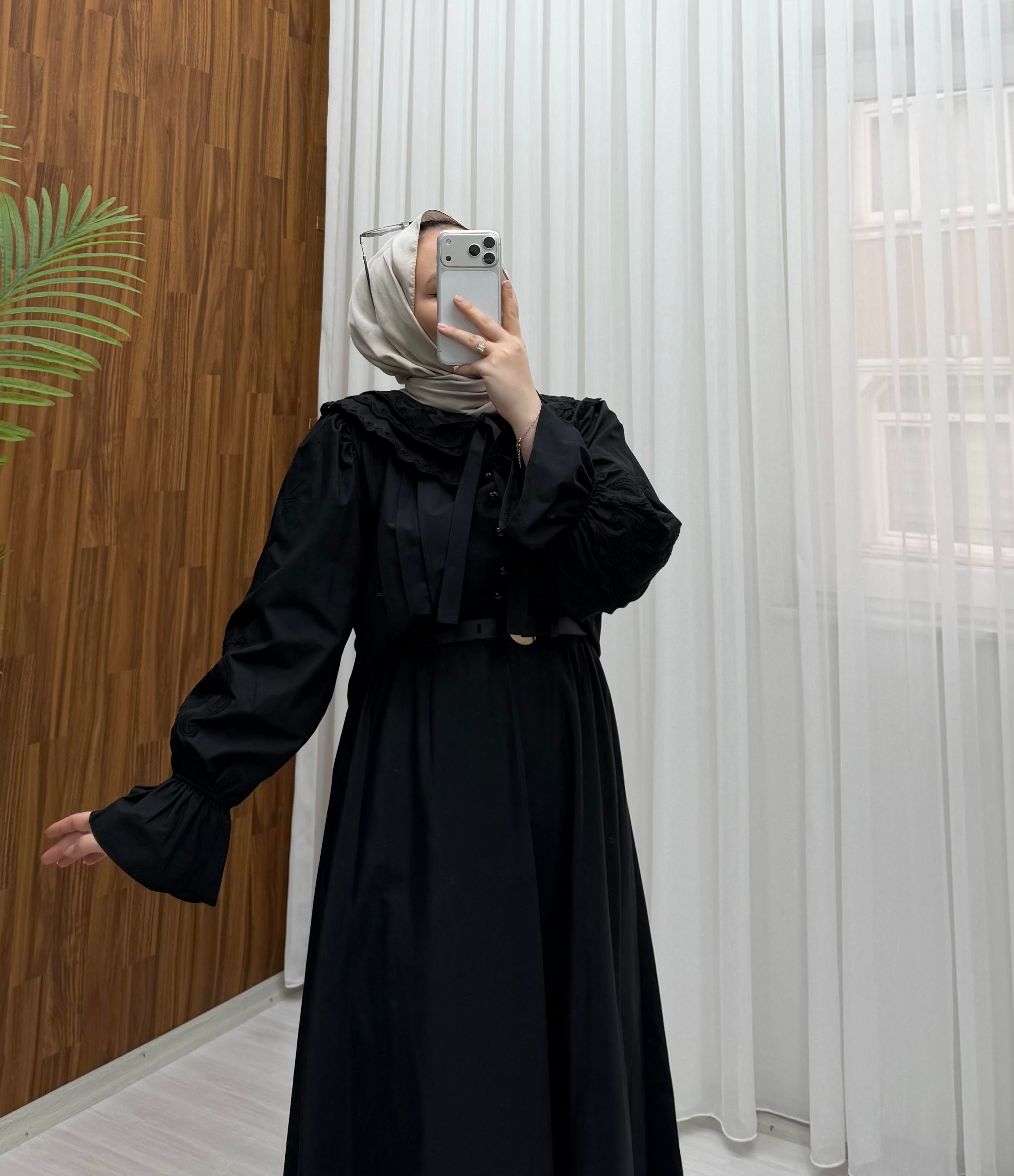 Poli Dantel Detatay Yakalı Modal Takım Siyah 3127 
