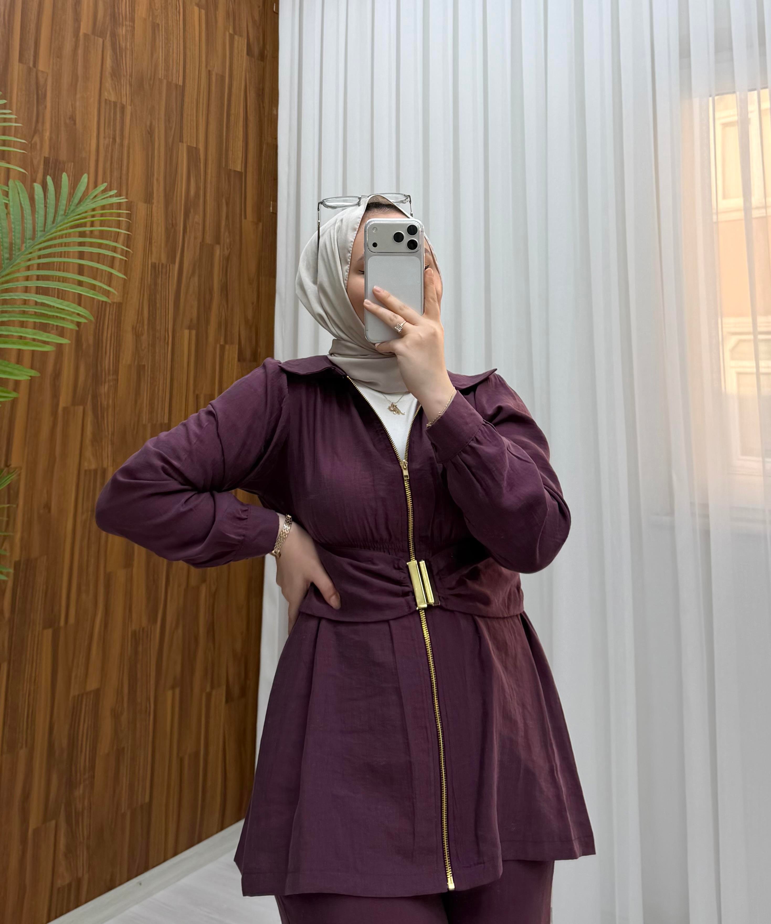 Poli Kendinden Gold Kemerli Takım Bordo 3138 