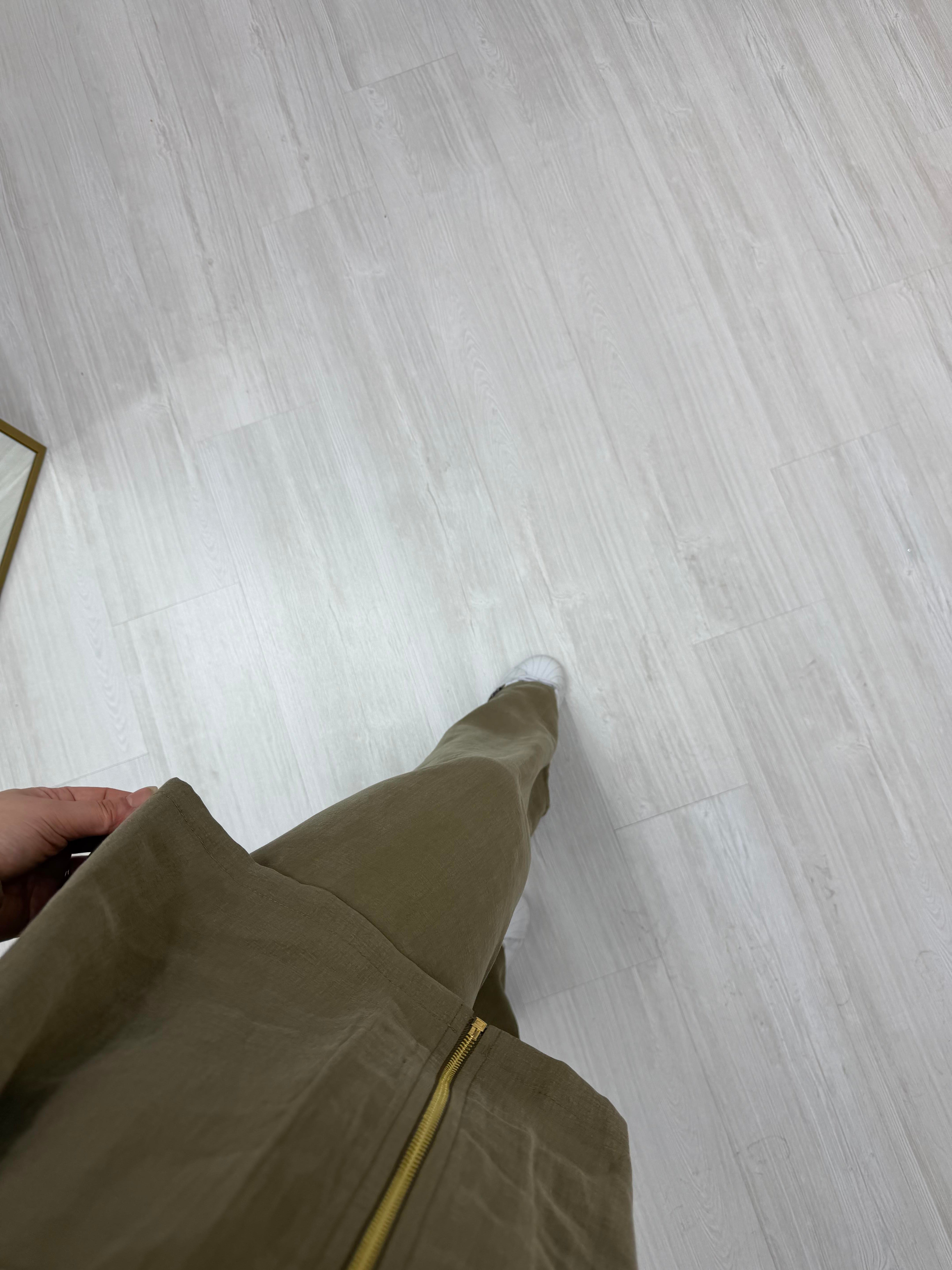 Poli Kendinden Gold Kemerli Takım Haki  3138 