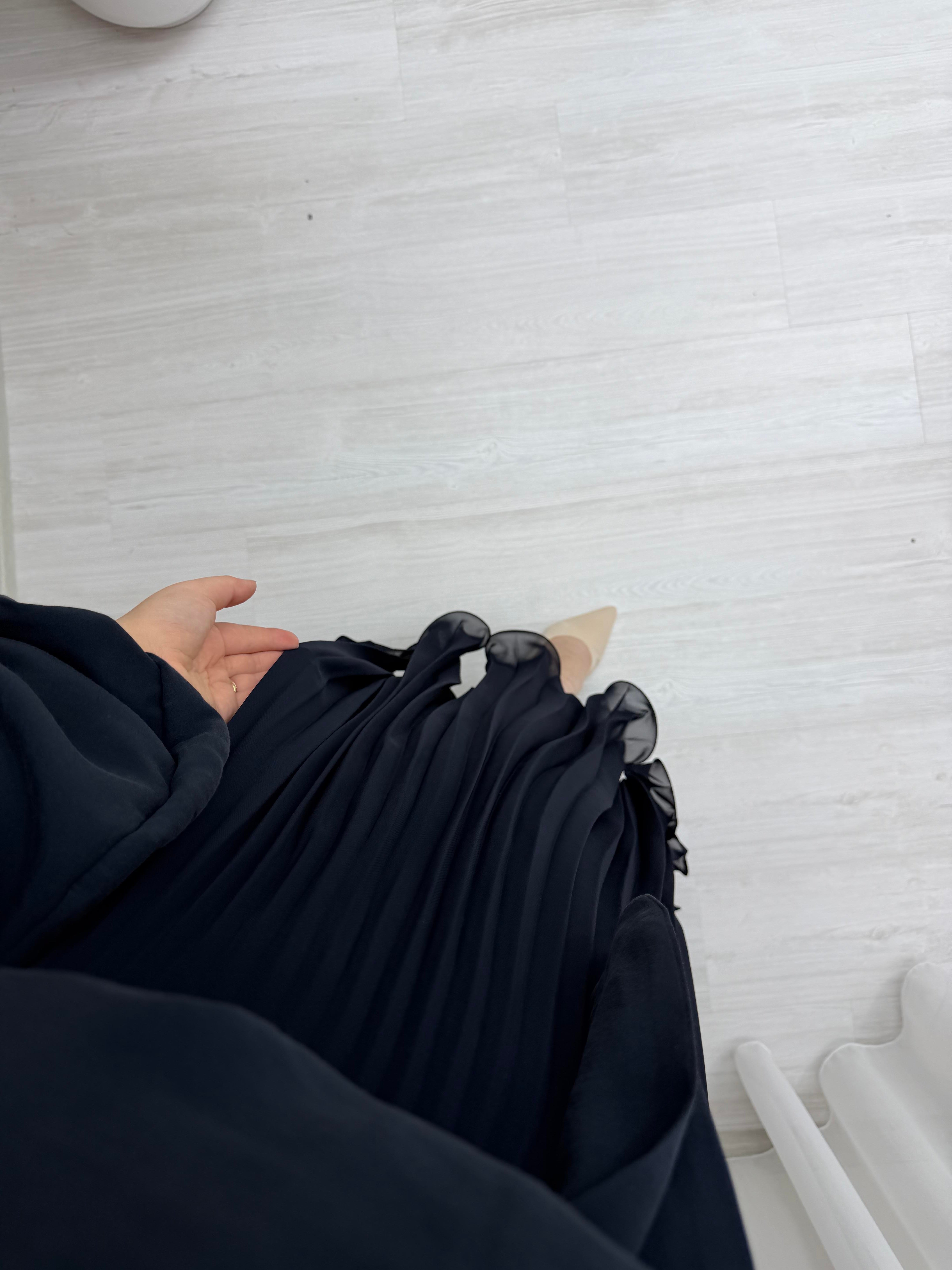 Qup Piliseli Tele Detay Astarlı Etek Lacivert 36690 