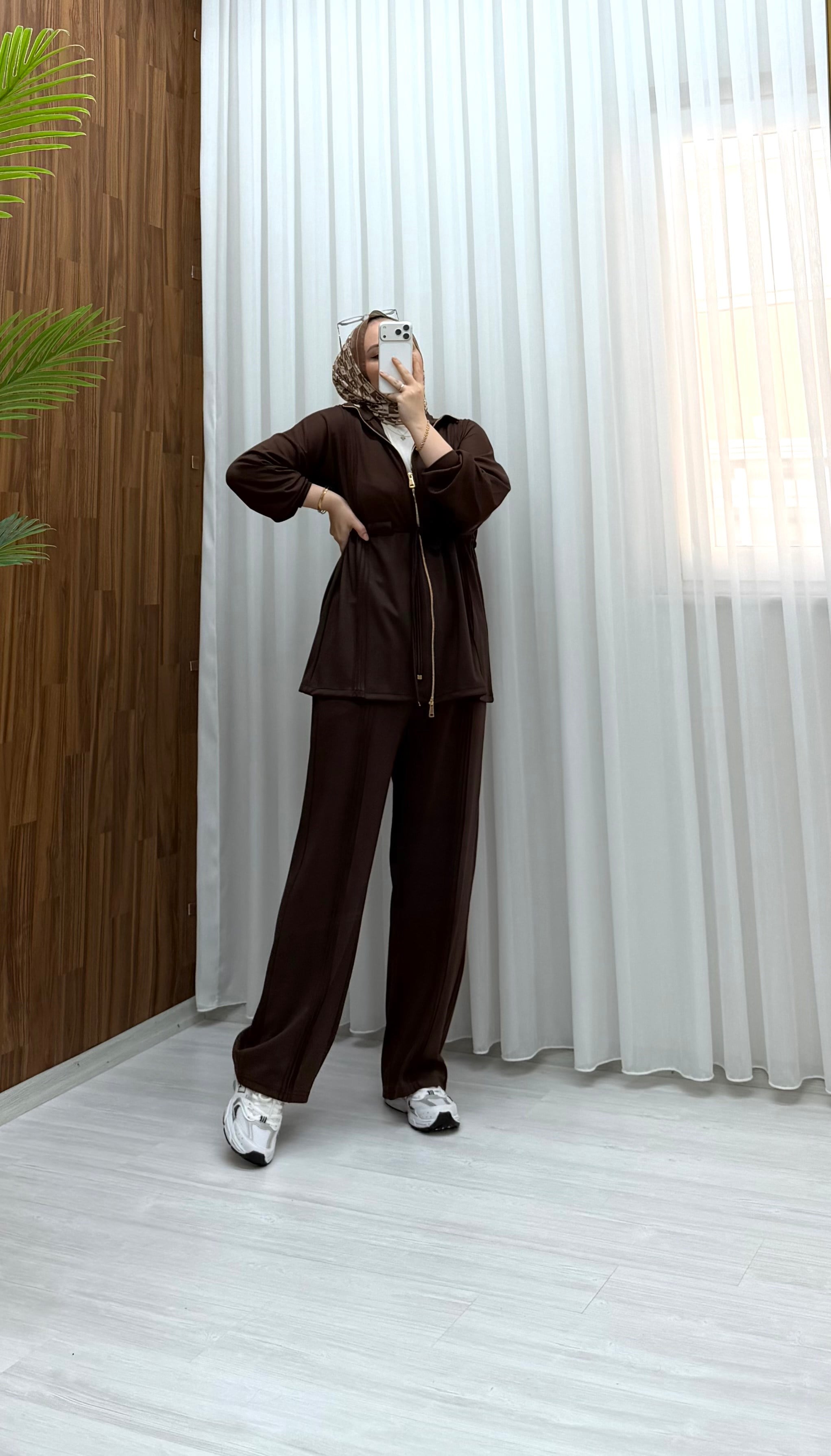 Qup Maren Biyeli Takım Kahve 401 