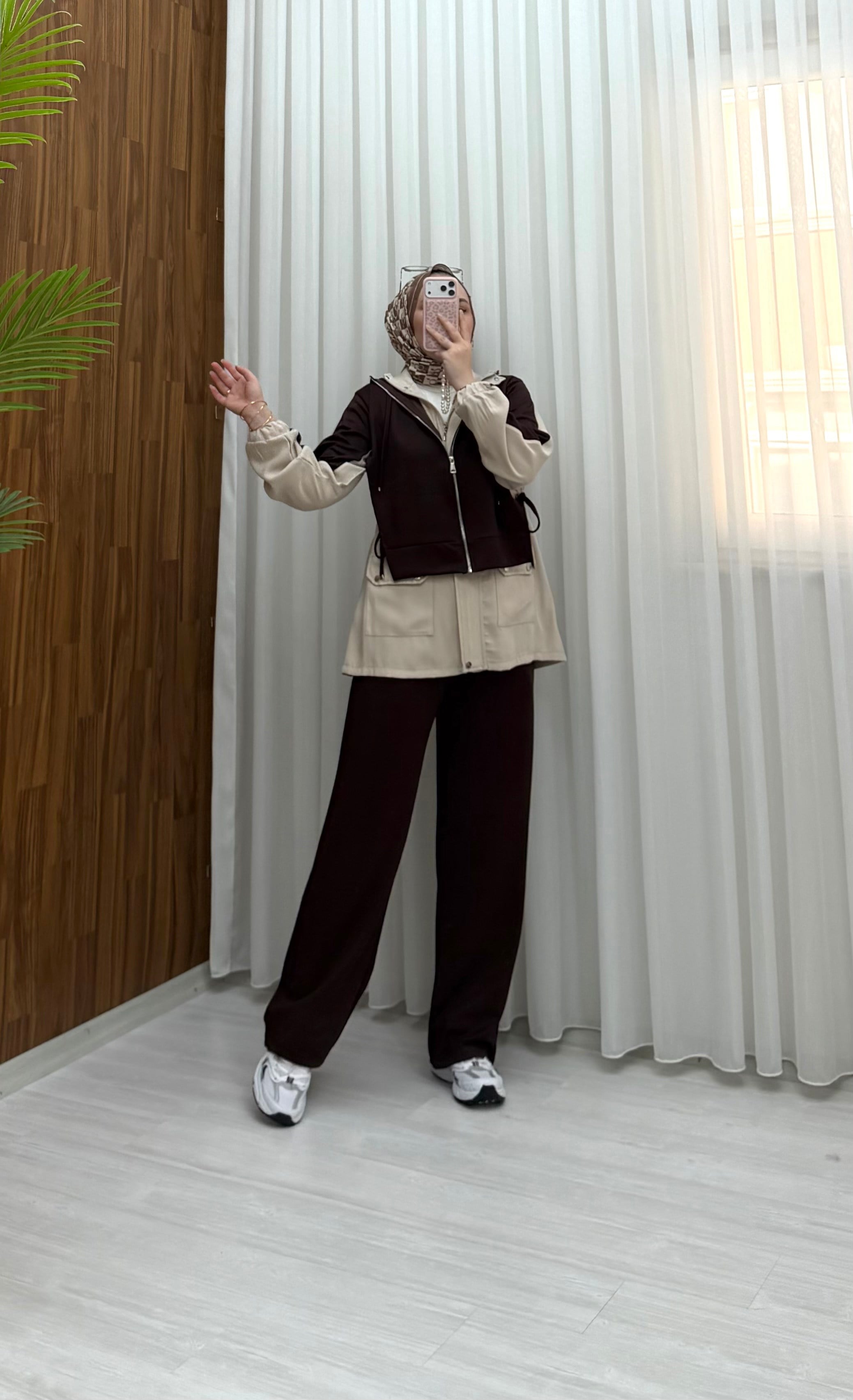 Qup Diagonel Garnili Spor Takım Kahve 4034 