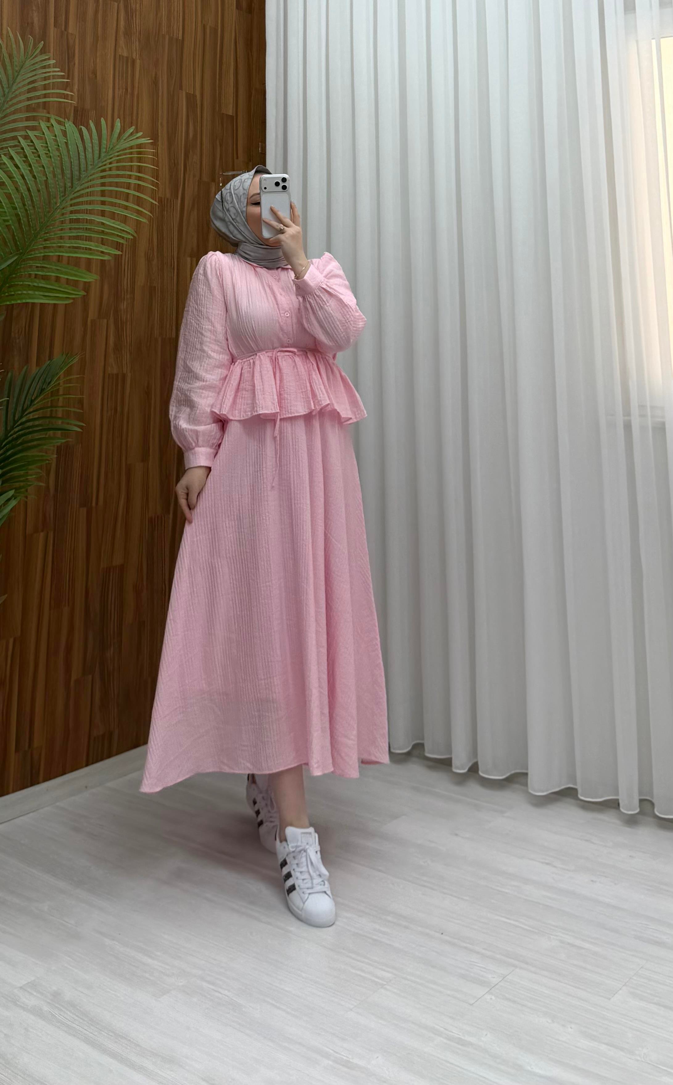 Binay Bürümcük Kumaş Etekli Takım Pembe 410 