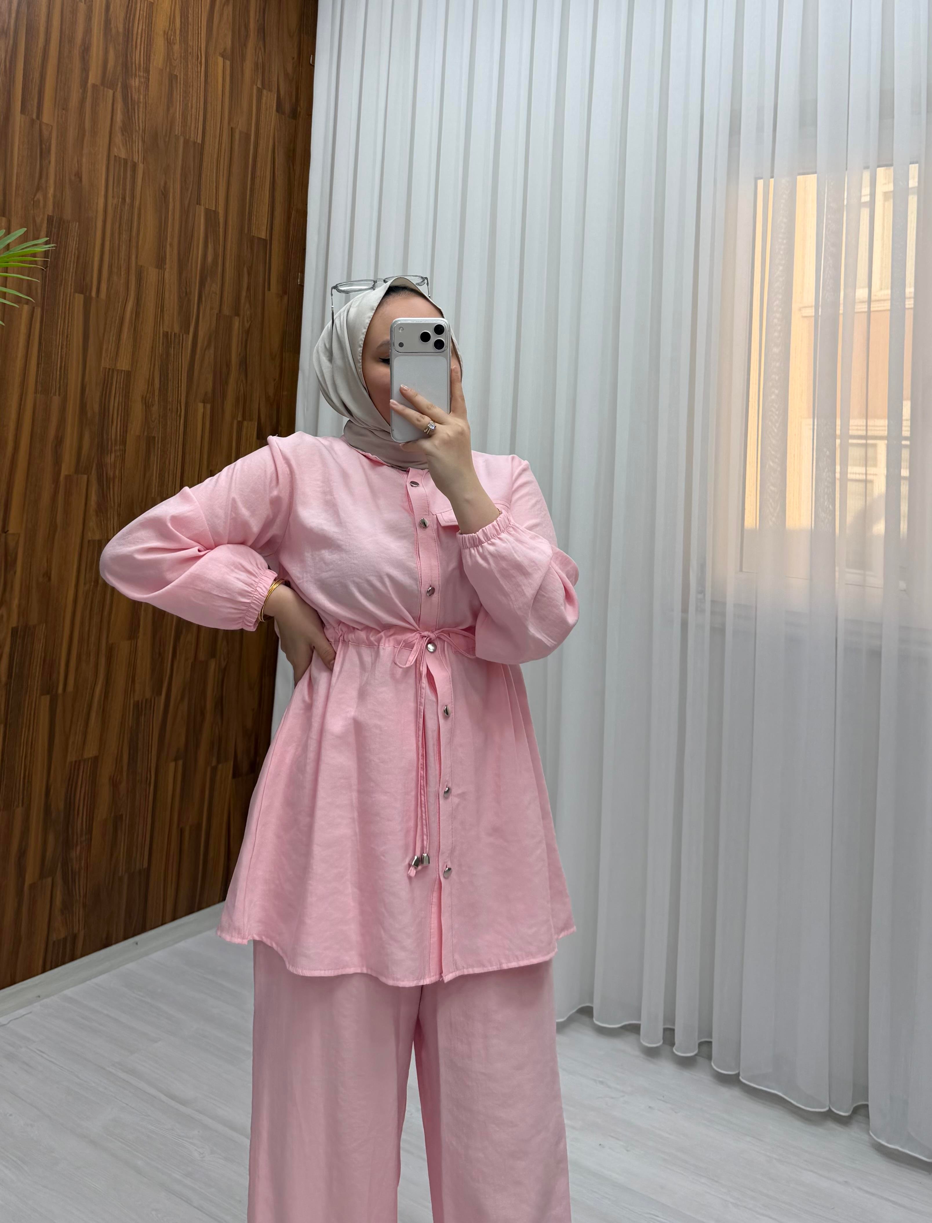 Binay Bel Sıkmıklı Odesa Kupra Takım Pembe 413 