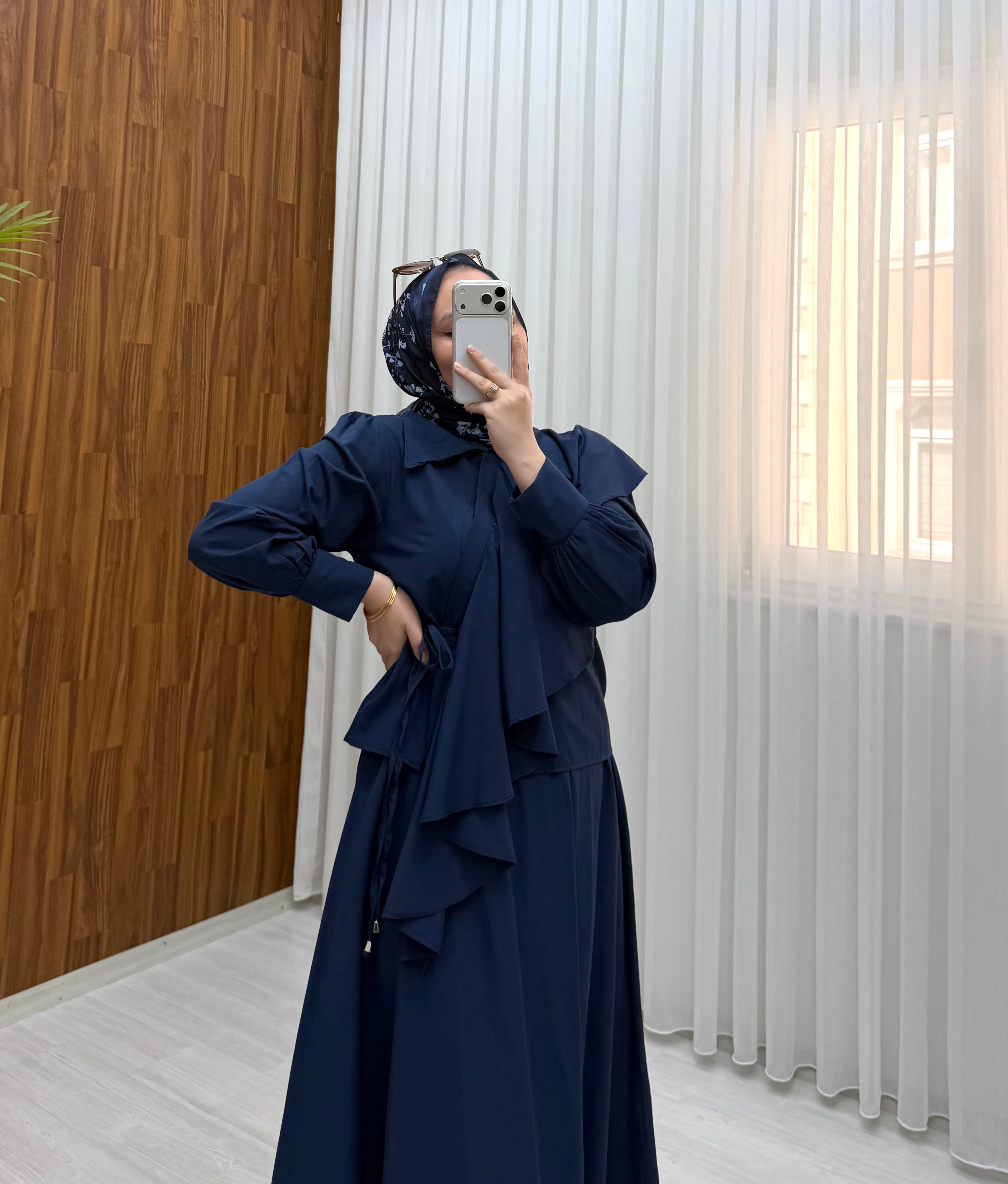 Sole Çapraz Düğmeli Pelerin Takım Lacivert 4287 