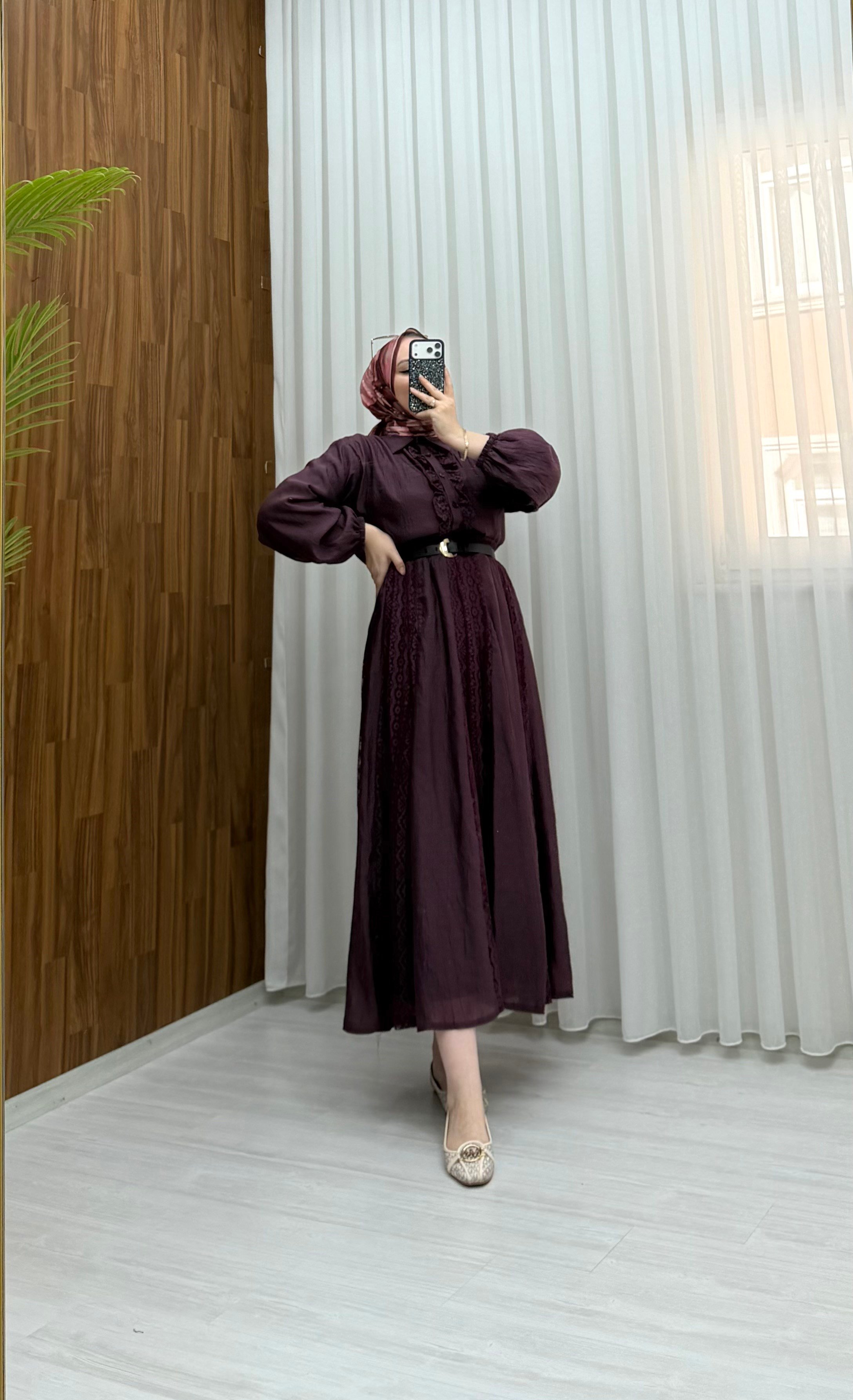 Sole Dantel Detay Etekli Takım Bordo 4381 