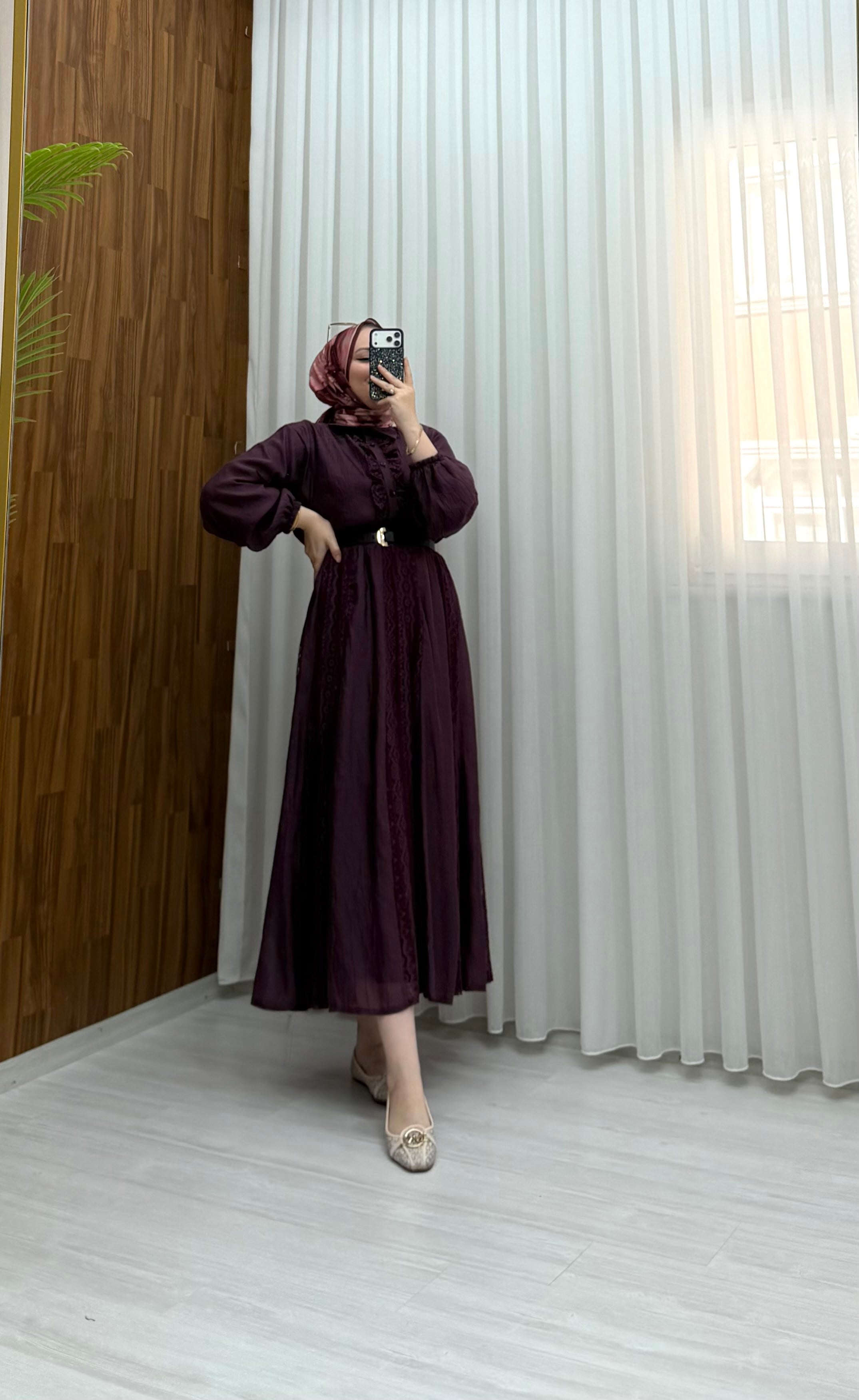 Sole Dantel Detay Etekli Takım Bordo 4381 