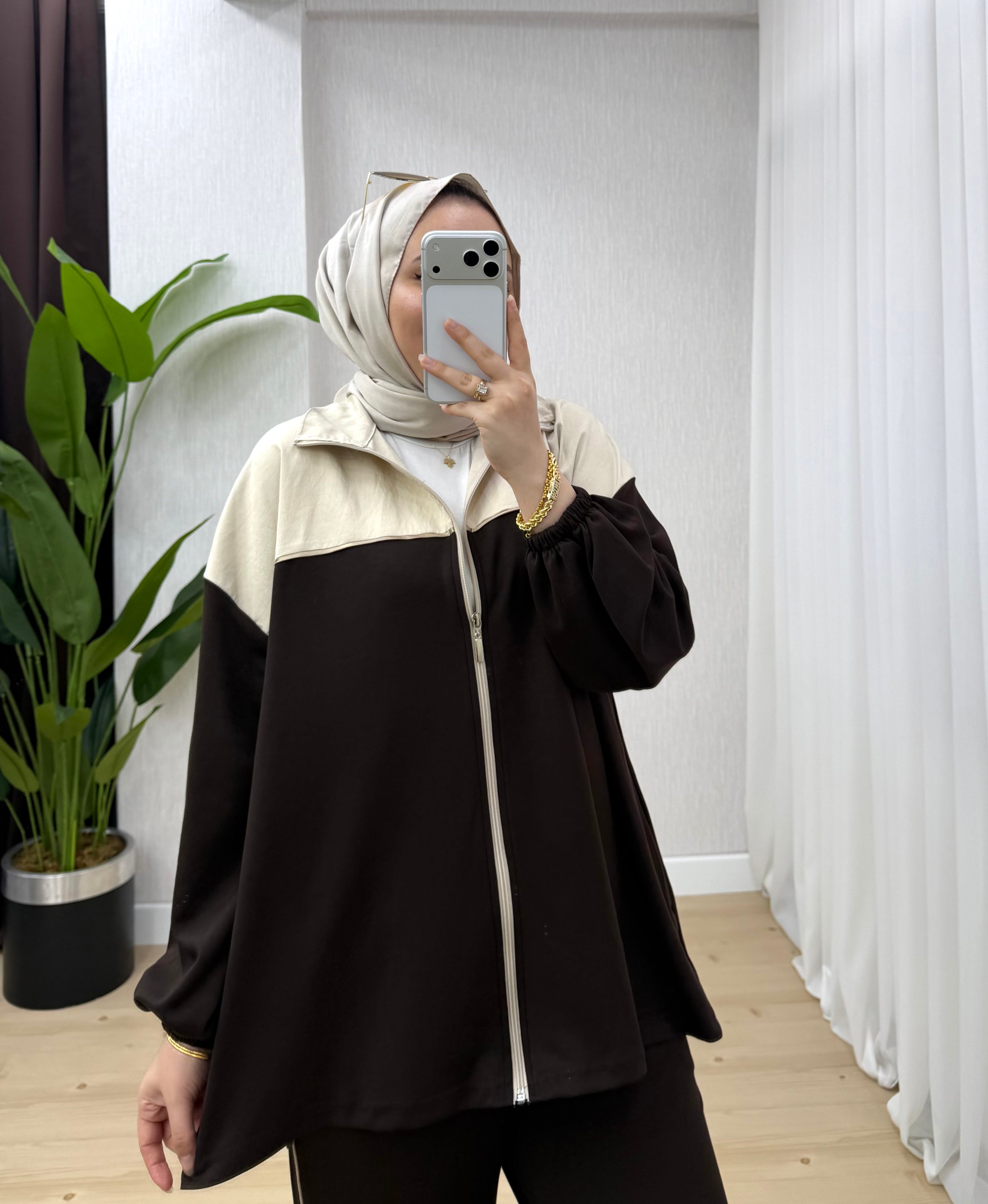 Ketche Fermuarlı Garnili Takım Kahve 62823 