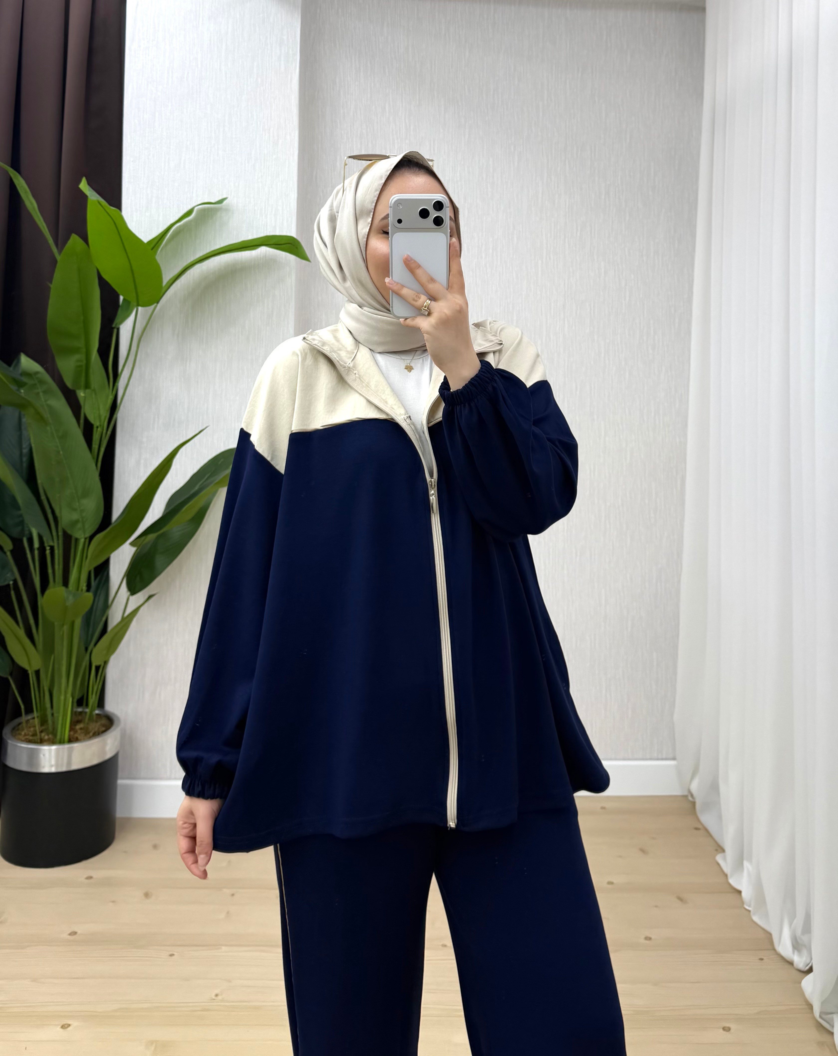 Ketche Fermuarlı Garnili Takım Lacivert 62823 