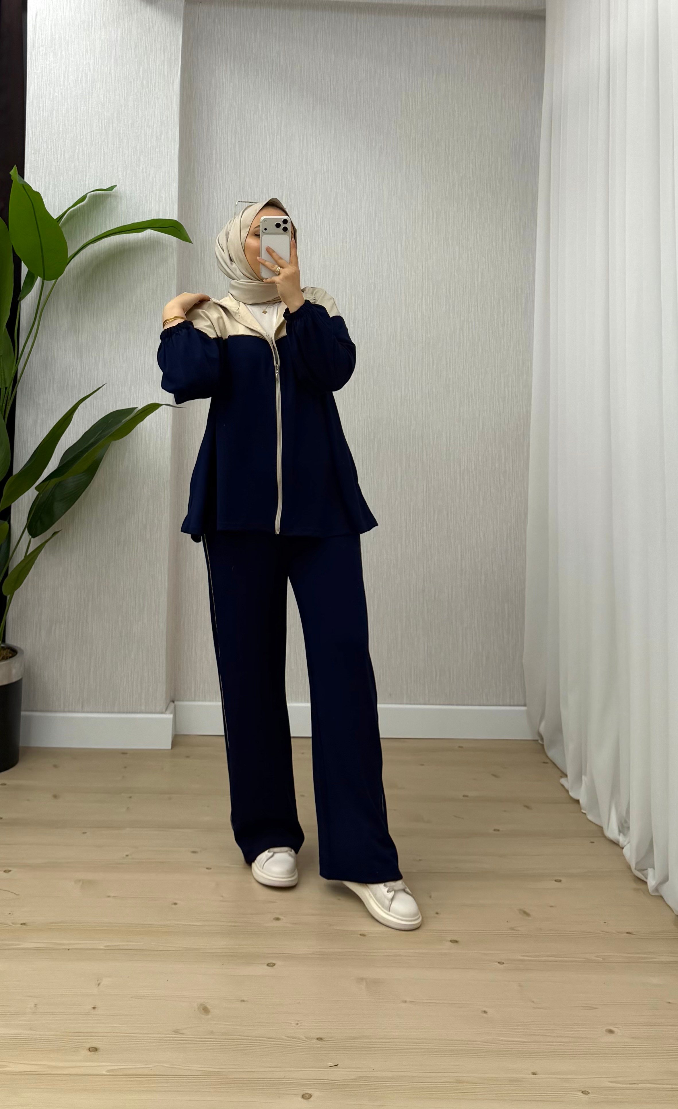 Ketche Fermuarlı Garnili Takım Lacivert 62823 