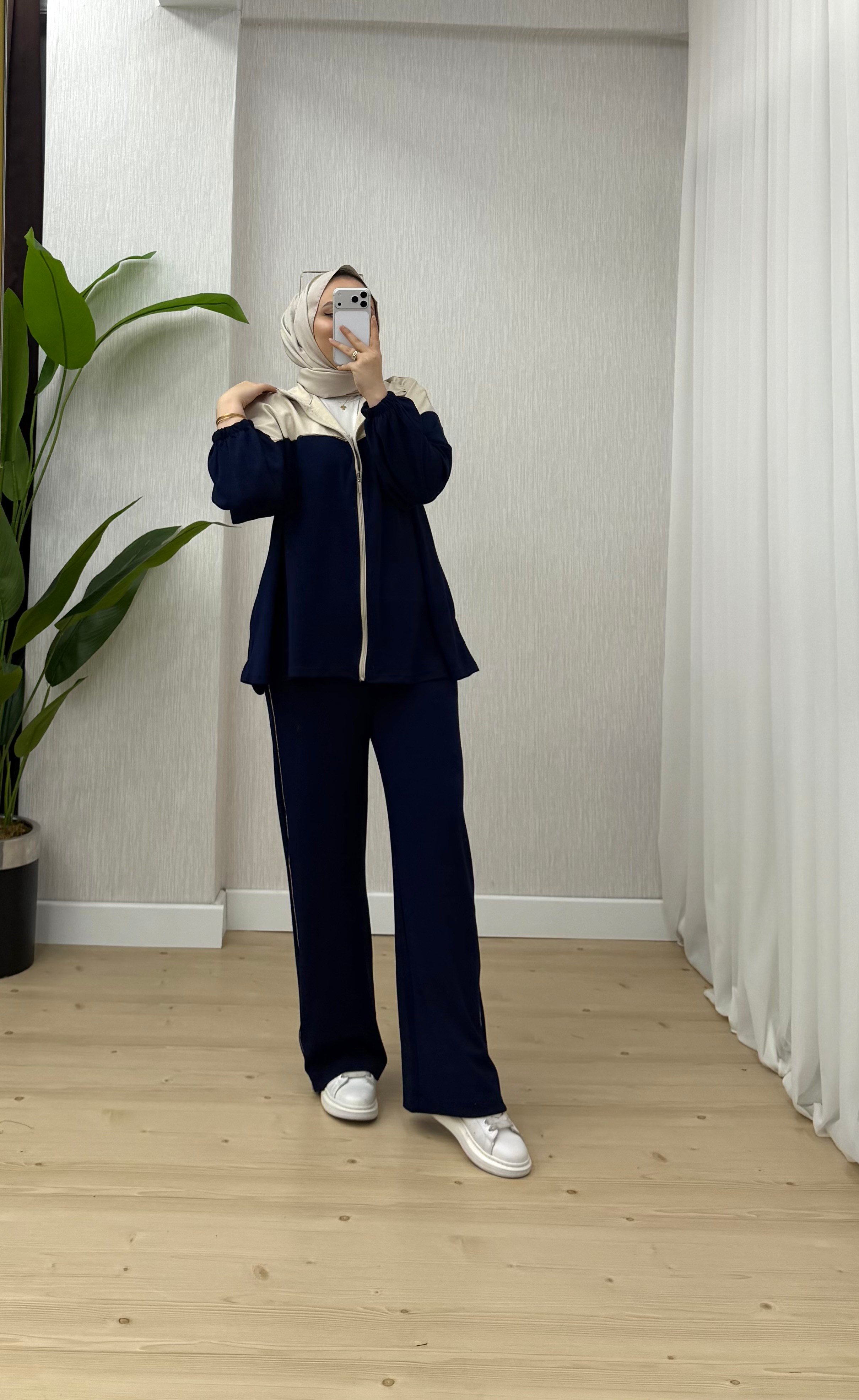 Ketche Fermuarlı Garnili Takım Lacivert 62823 