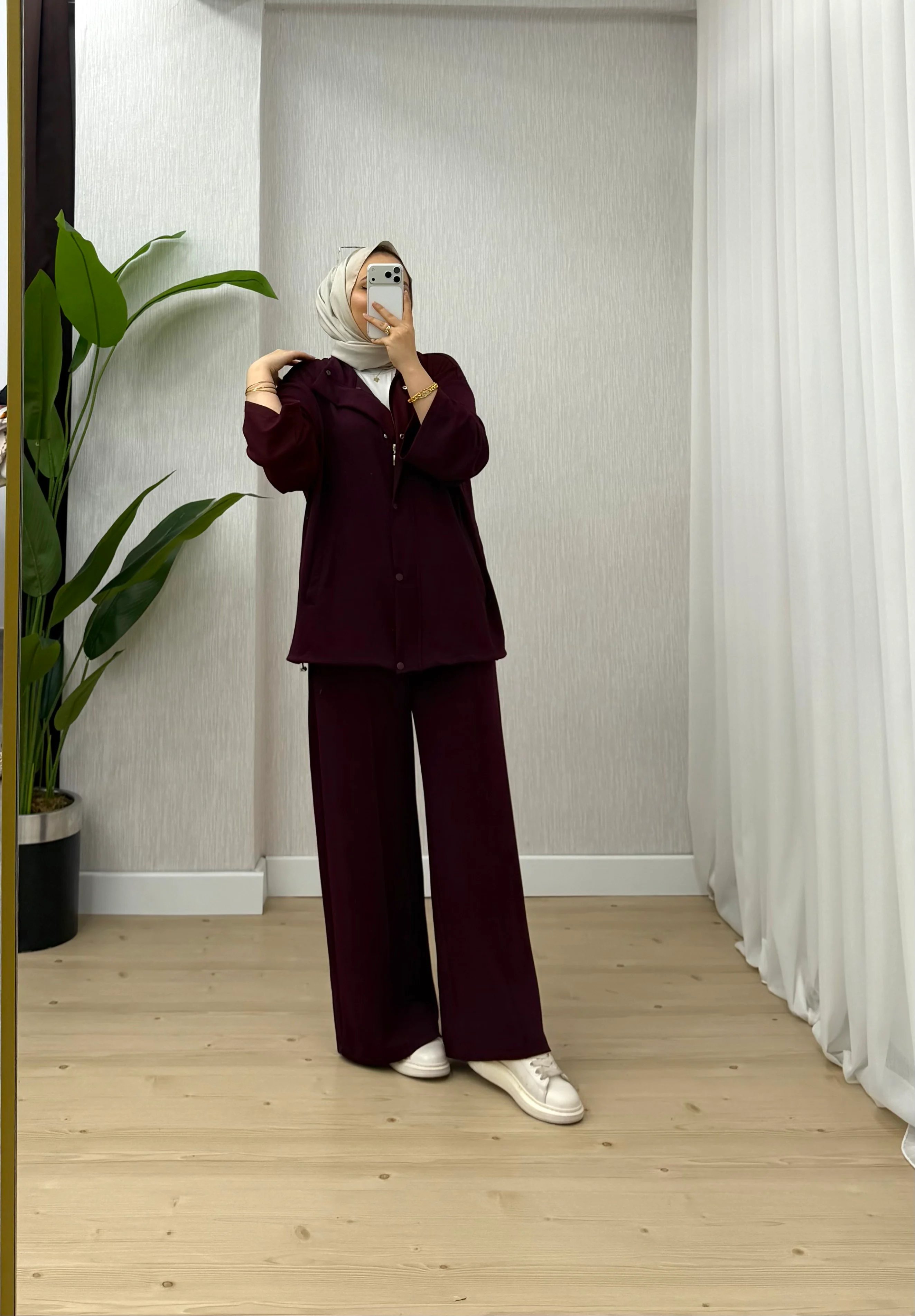 Ketche Çıtlı Gizli Fermuarlı OYS Takım Bordo 62920 