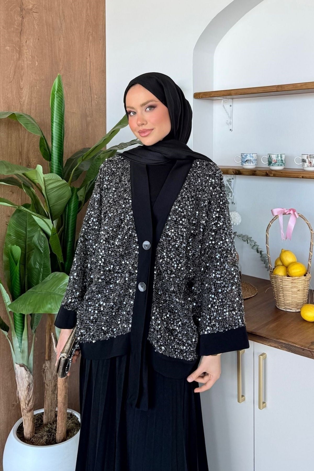 Qup Sendy 3 lü Etekli Takım Siyah 6493 