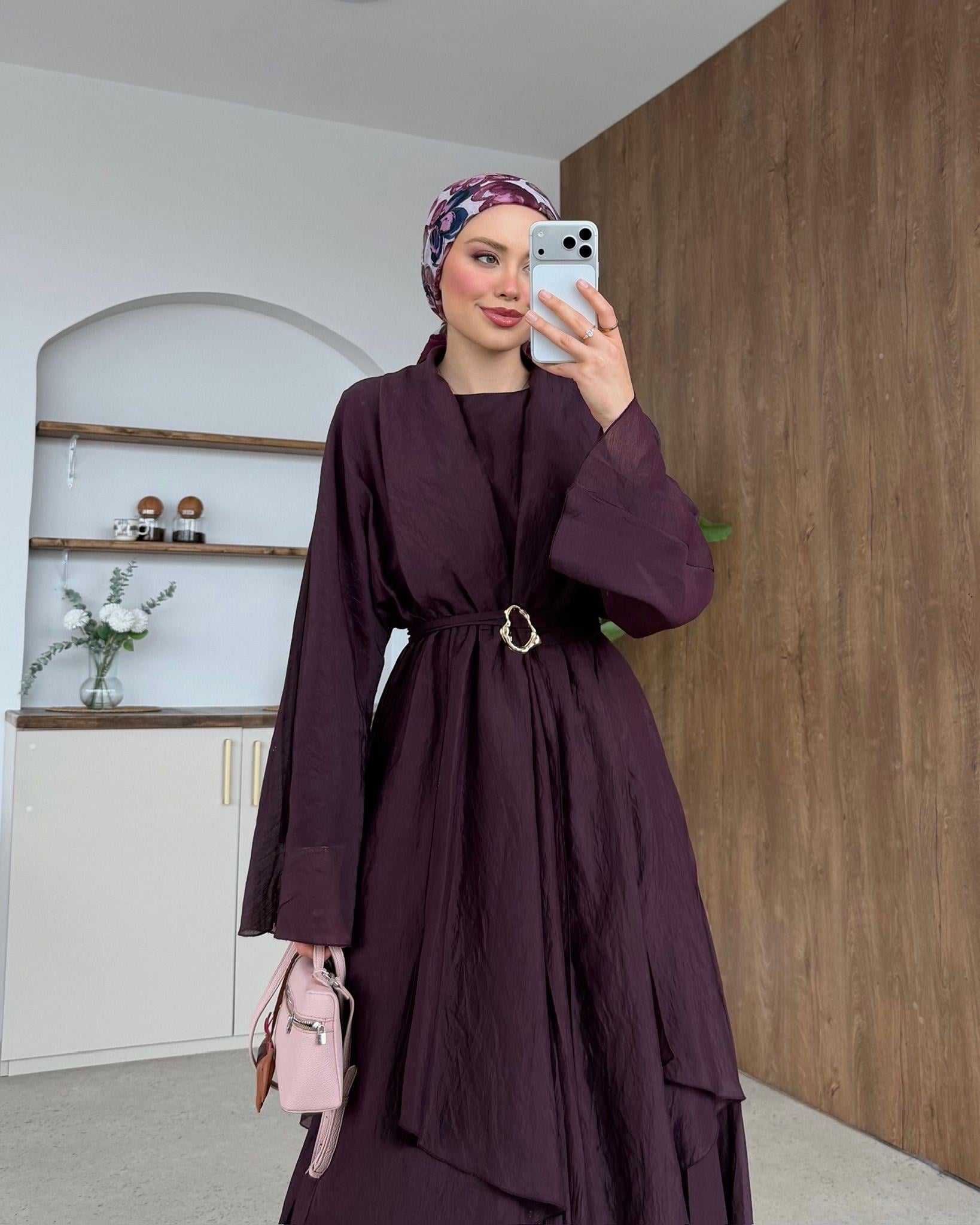 Qup VionaTül Detay Vual Elbise Bordo 8052 