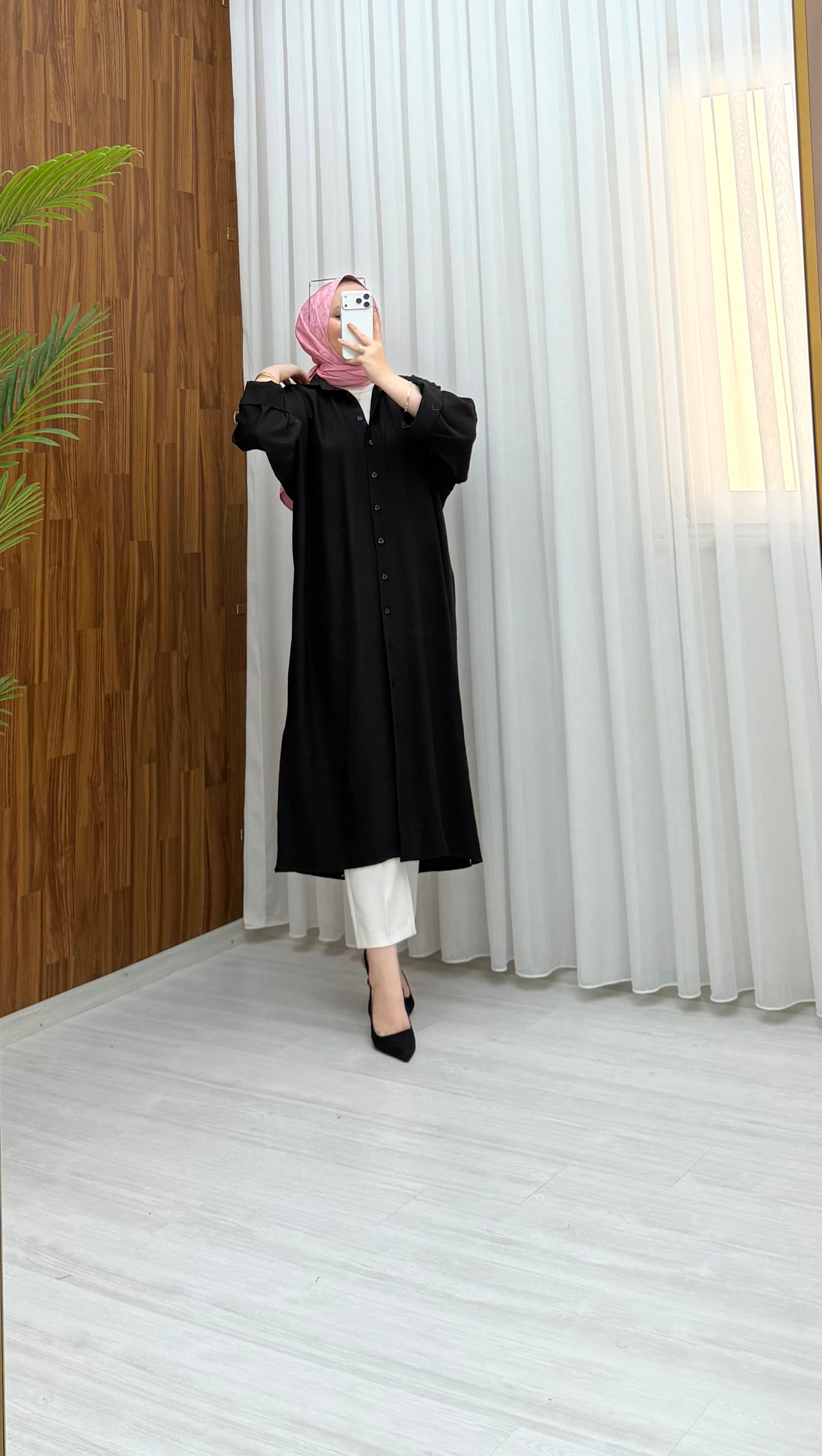 Qup Nisa Keten Tunik Siyah 8082 