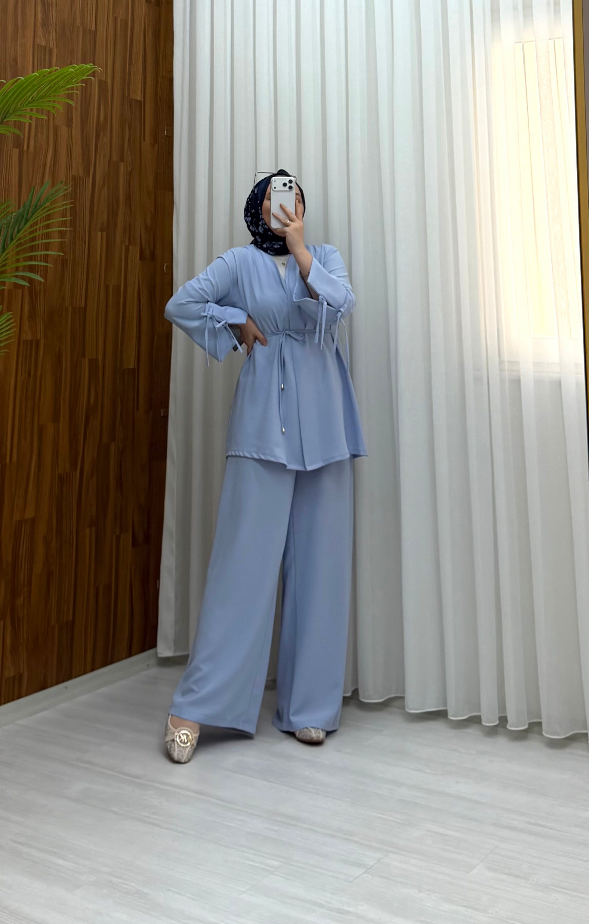 Binay Linda Fiyonk Detay Kimano Takım Mavi 8089 