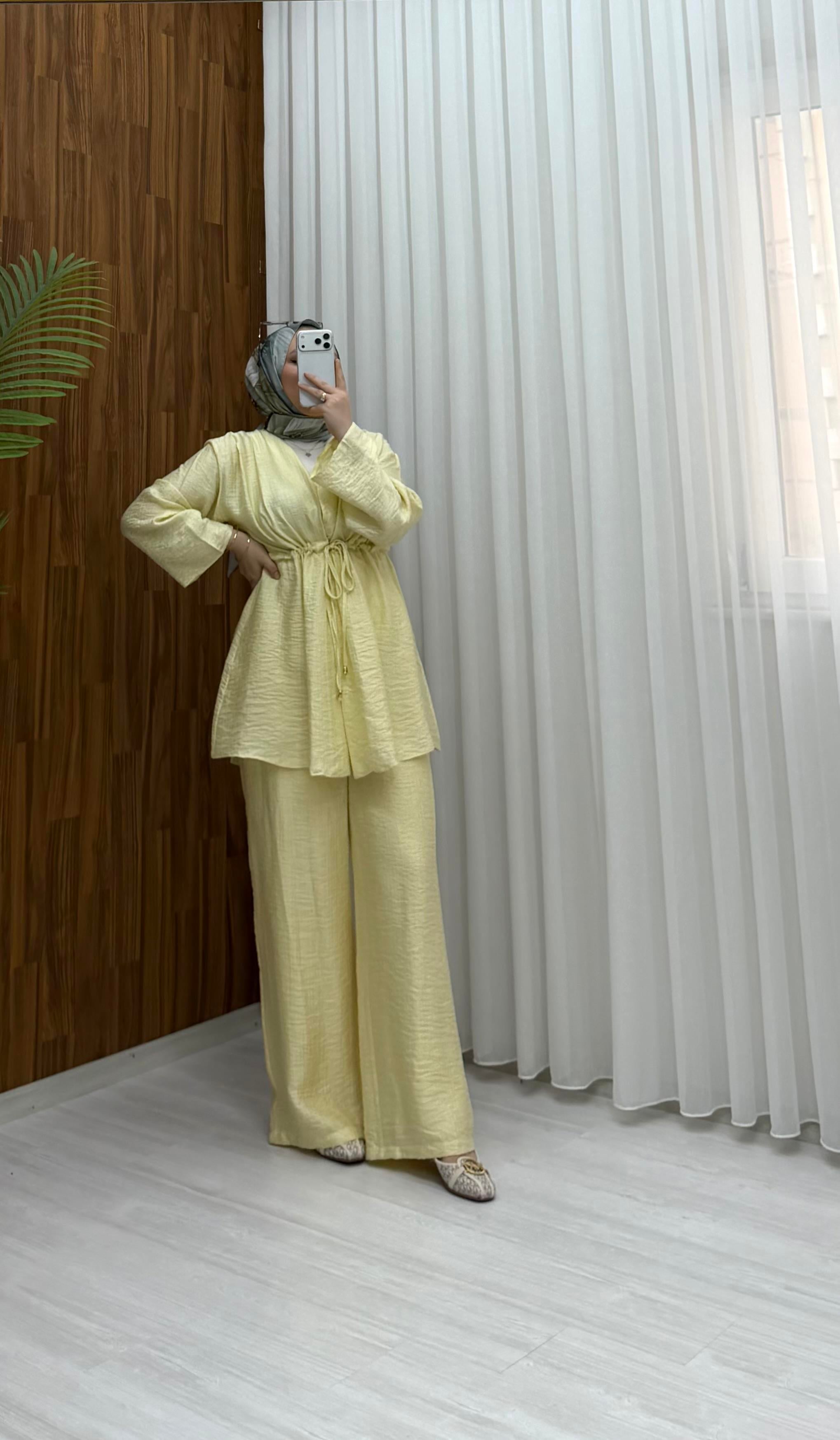 Binay Bürümcük Pantalon Astarlı Takım Sarı 8094 