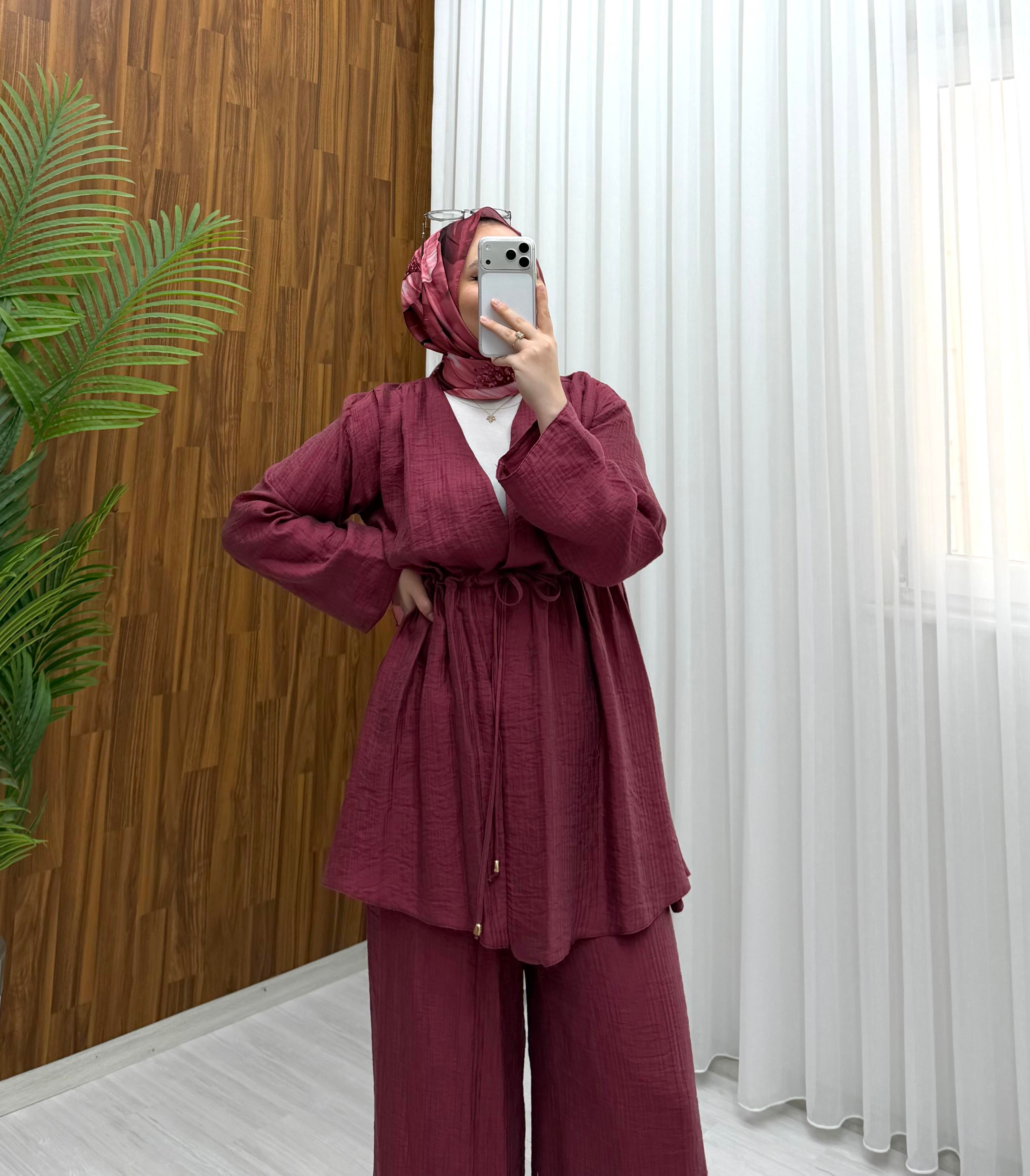 Binay Bürümcük Pantalon Astarlı Takım Bordo 8094 