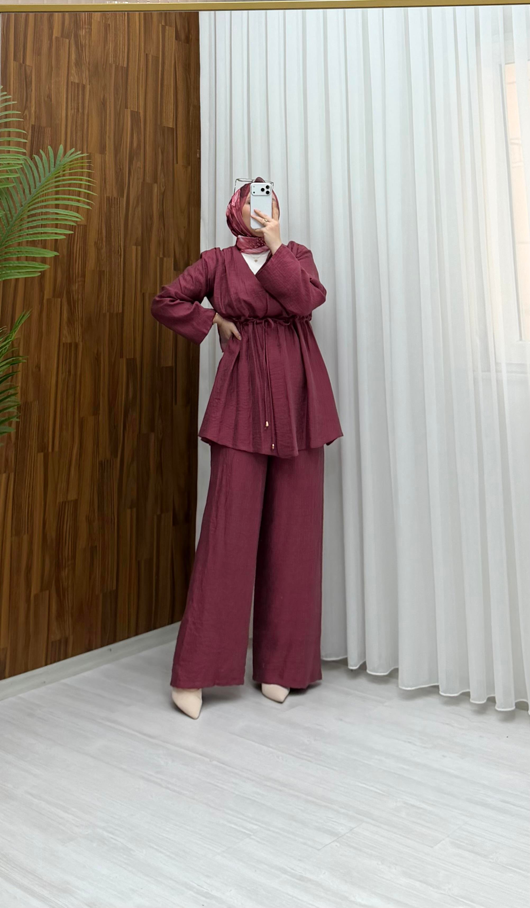 Binay Bürümcük Pantalon Astarlı Takım Bordo 8094 