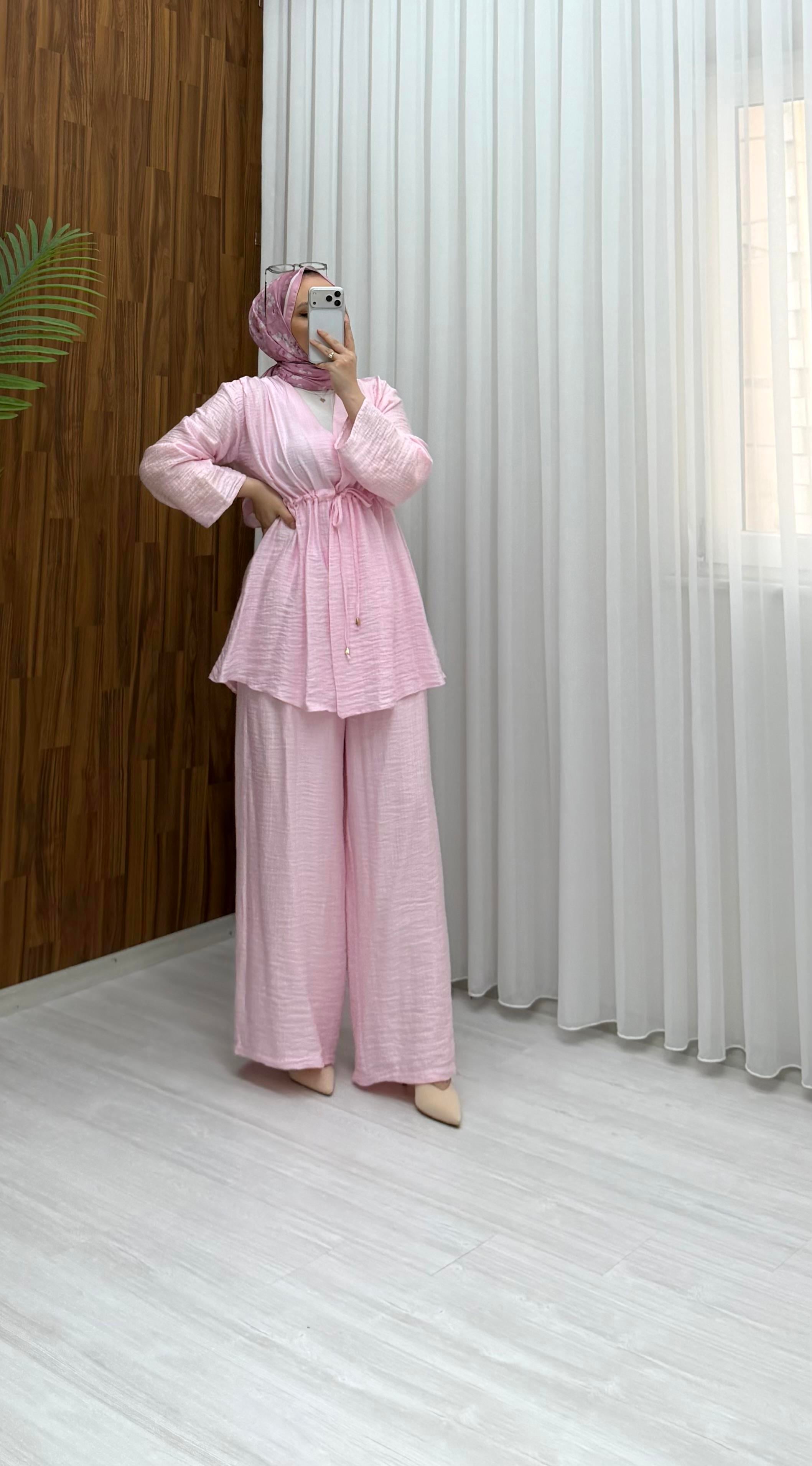 Binay Bürümcük Pantalon Astarlı Takım Pudra 8094 