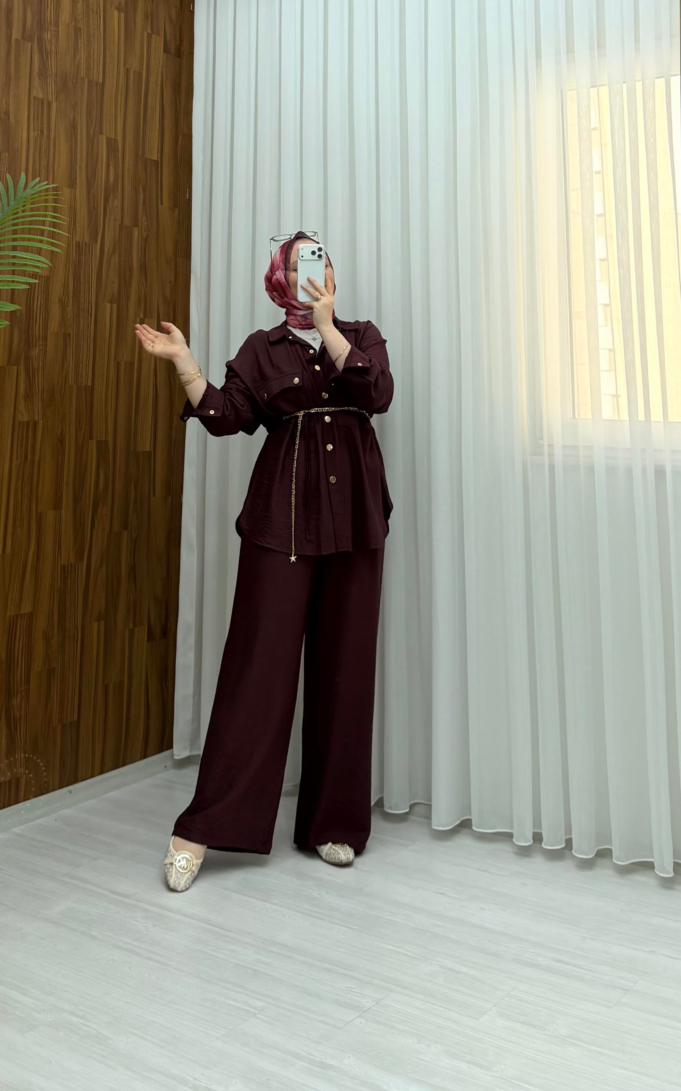 Qup Şanel Çıt Çıt Takım Bordo 9094 