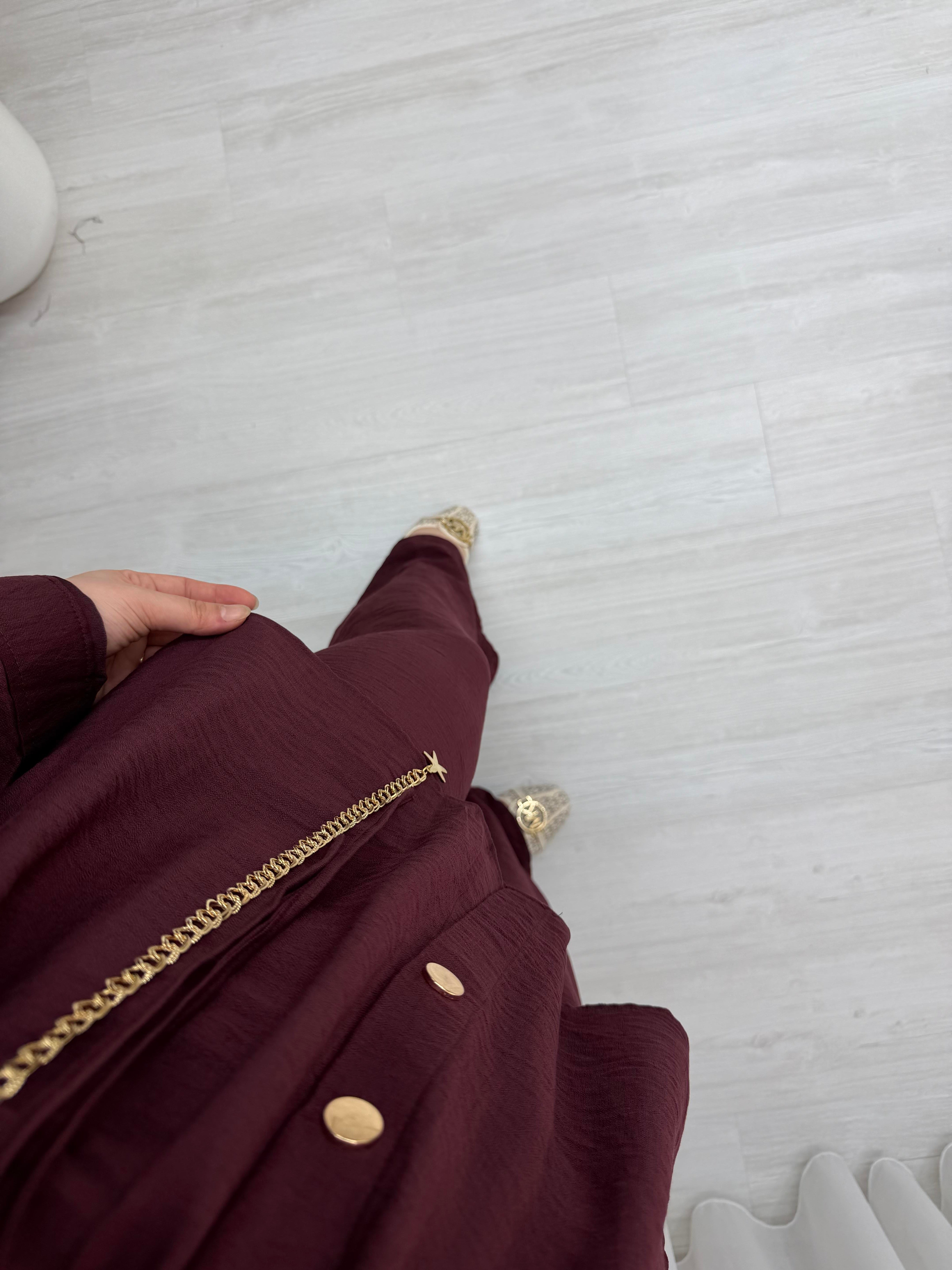 Qup Şanel Çıt Çıt Takım Bordo 9094 