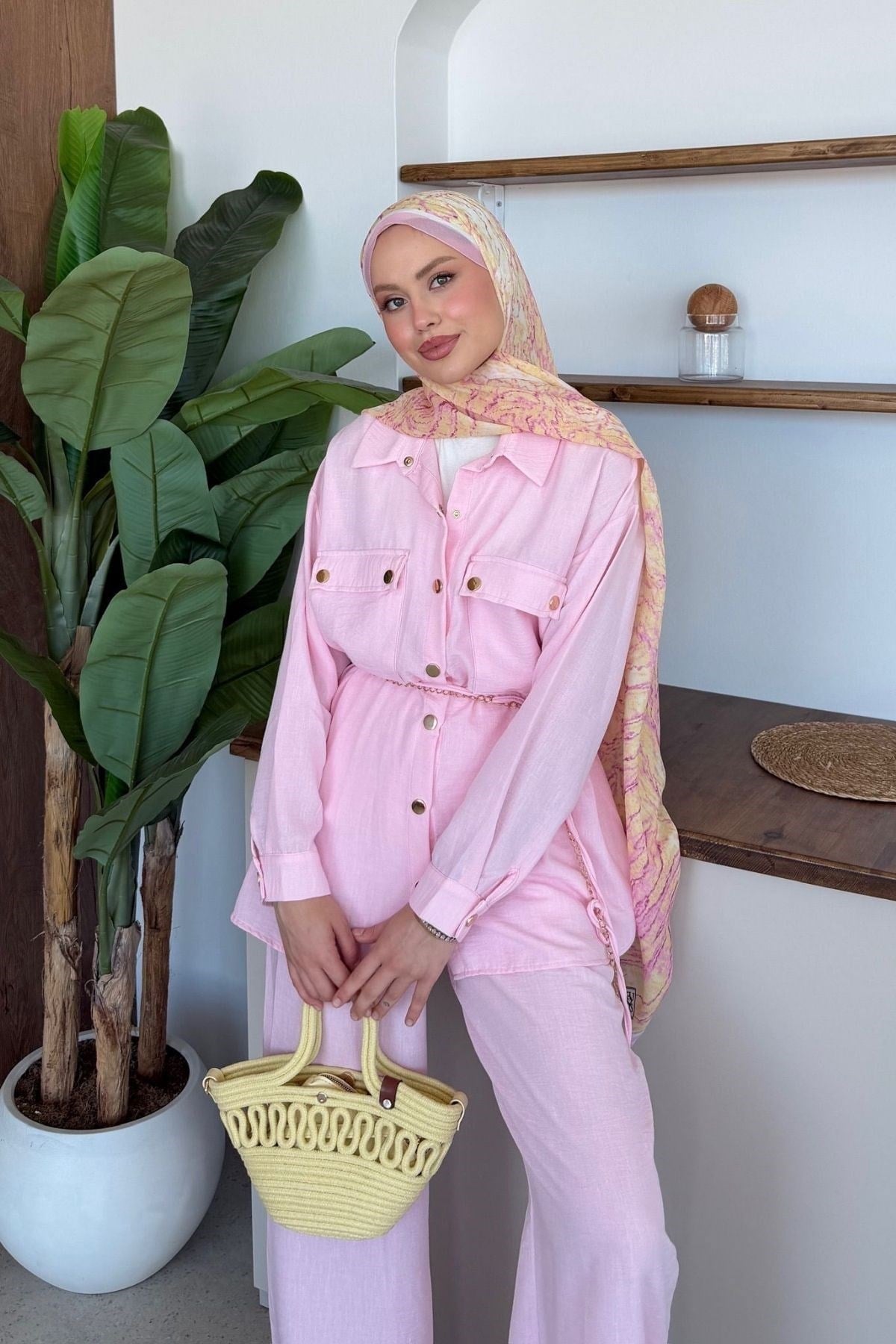 Qup Şanel Çıt Çıt Takım Pembe 9094 