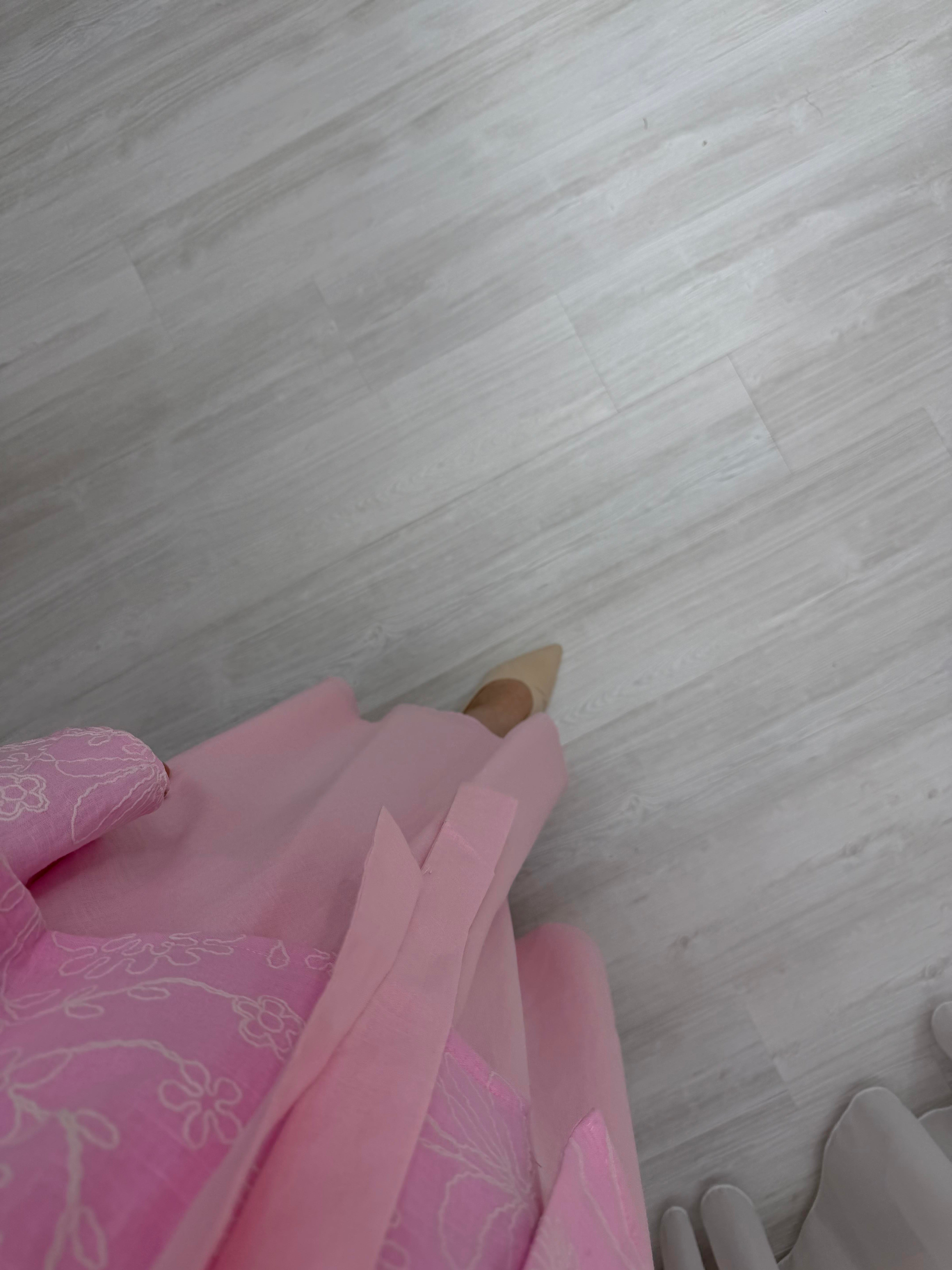 Desenli Binay Etekli Vual Takım Pembe 9098 